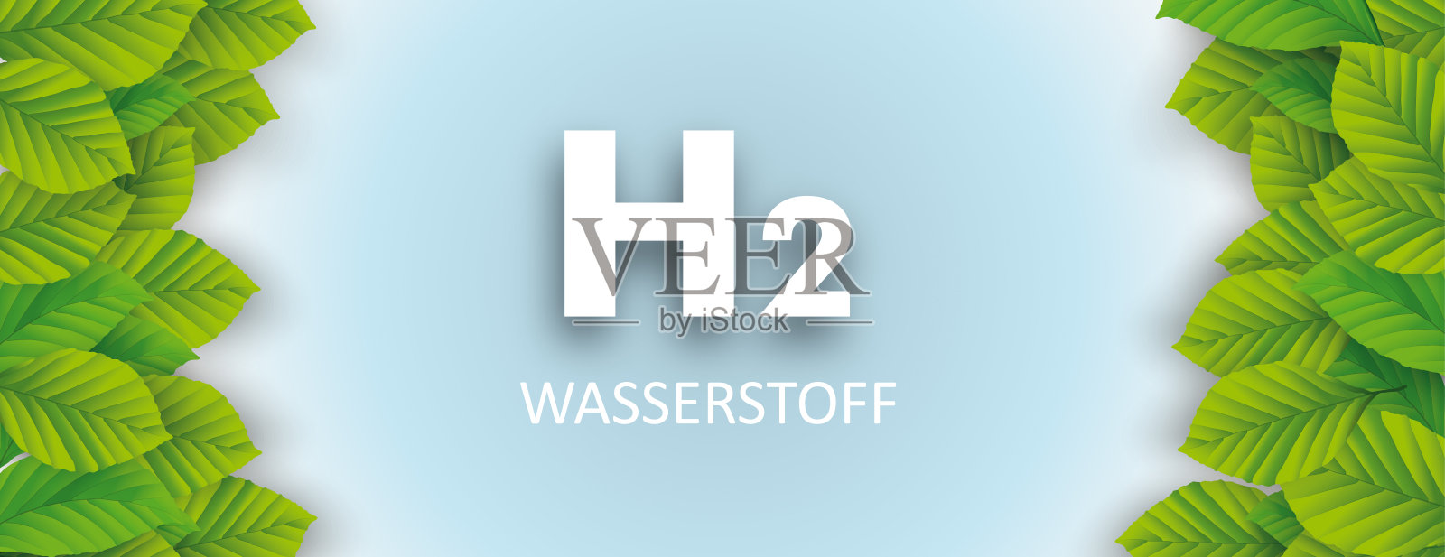 H2氢绿色叶白色头部设计元素图片
