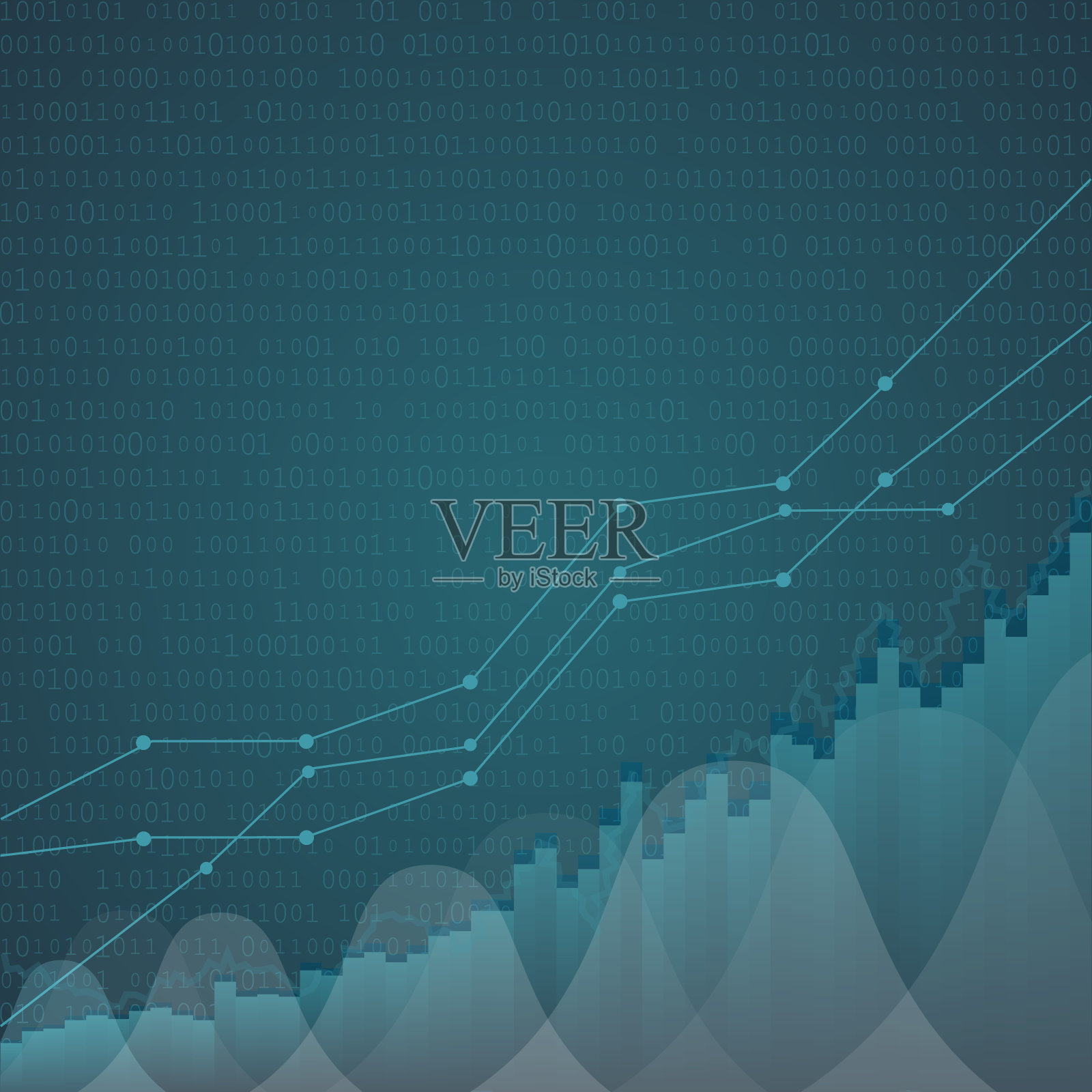 财务图表以股票市场的上升线图为背景，以灰色矢量图设计为现代风格。矢量图模板。平线的向量。过程时间图。经营理念。矢量金融图表。插画图片素材