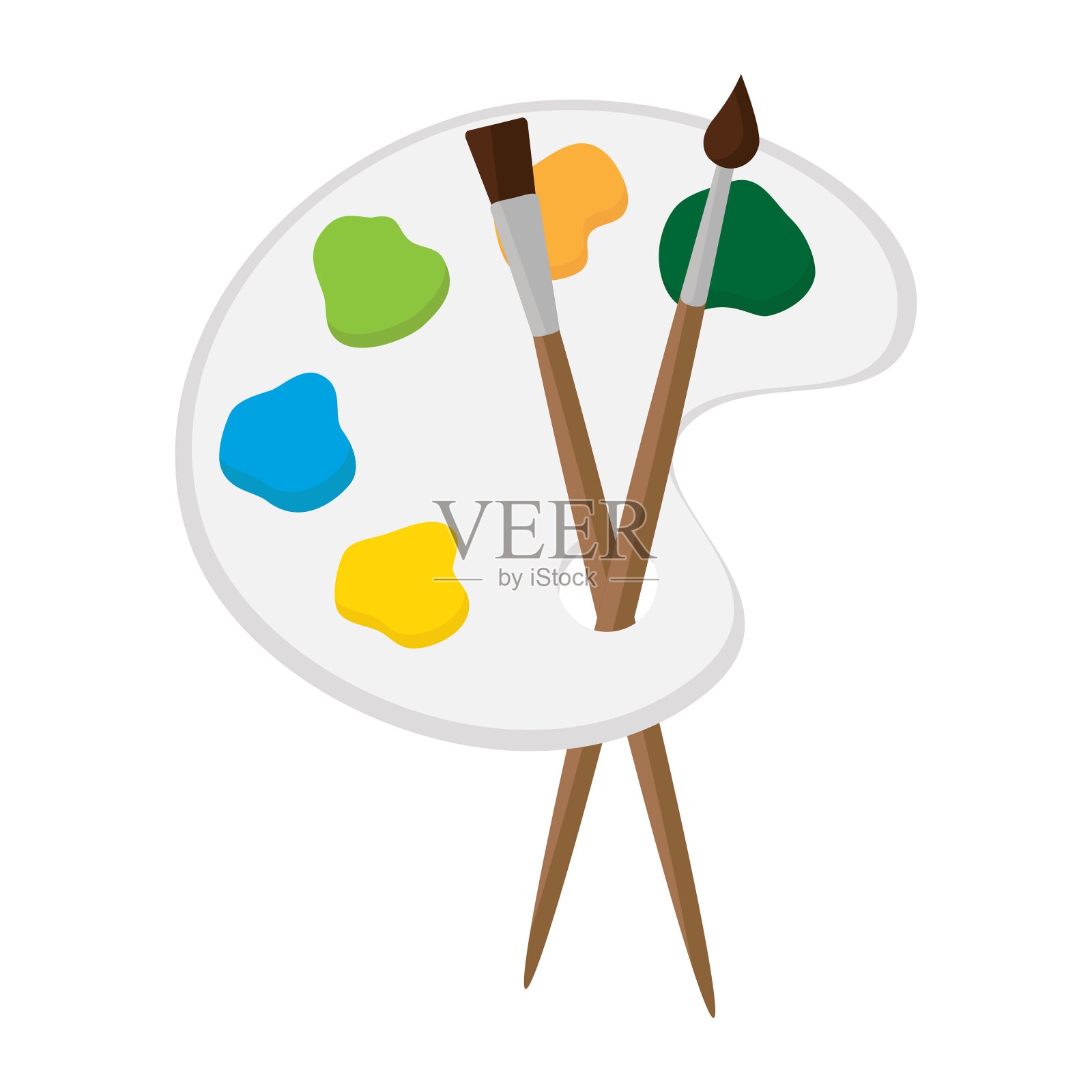 艺术调色板与画笔绘画。插画图片素材