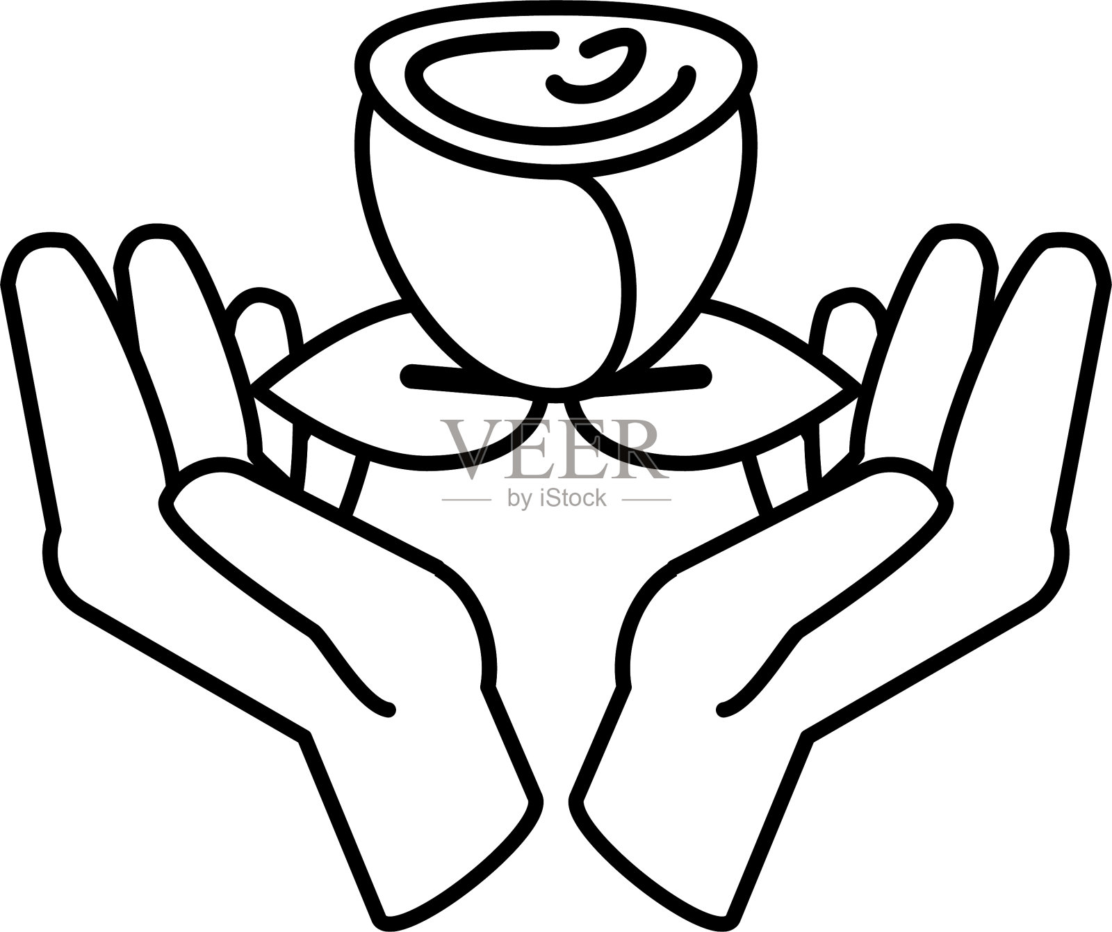 双手捧着一朵白叶子的玫瑰设计元素图片