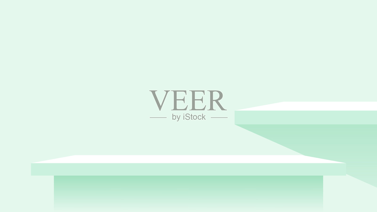 木质木板搁板上墙绿色粉彩柔和的颜色，现代的搁板用于展示展示在空间墙上的房间，可爱别致的柜台桌面面板用于装饰，空桌面面板绿色，背景复制空间插画图片素材