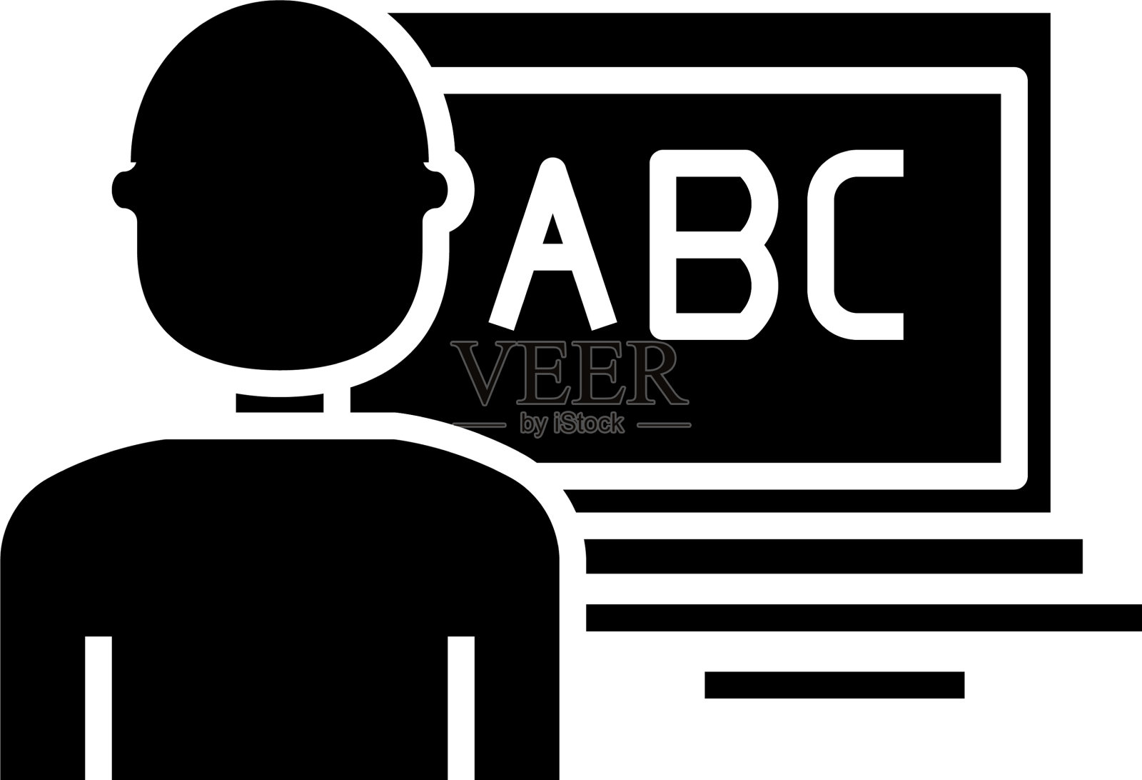 在线教育黑色图标概念设计元素图片