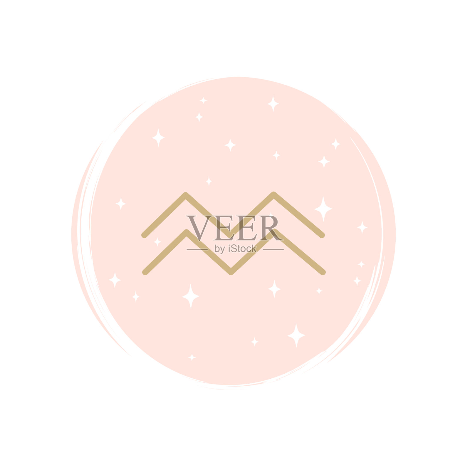 可爱的十二宫水瓶座图标标志矢量插图圆与刷纹理社交媒体故事突出插画图片素材