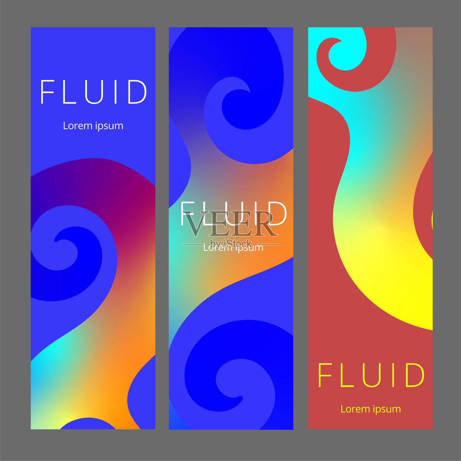 彩色几何背景。流体形状组成。抽象的旗帜模板。Eps10向量。插画图片素材