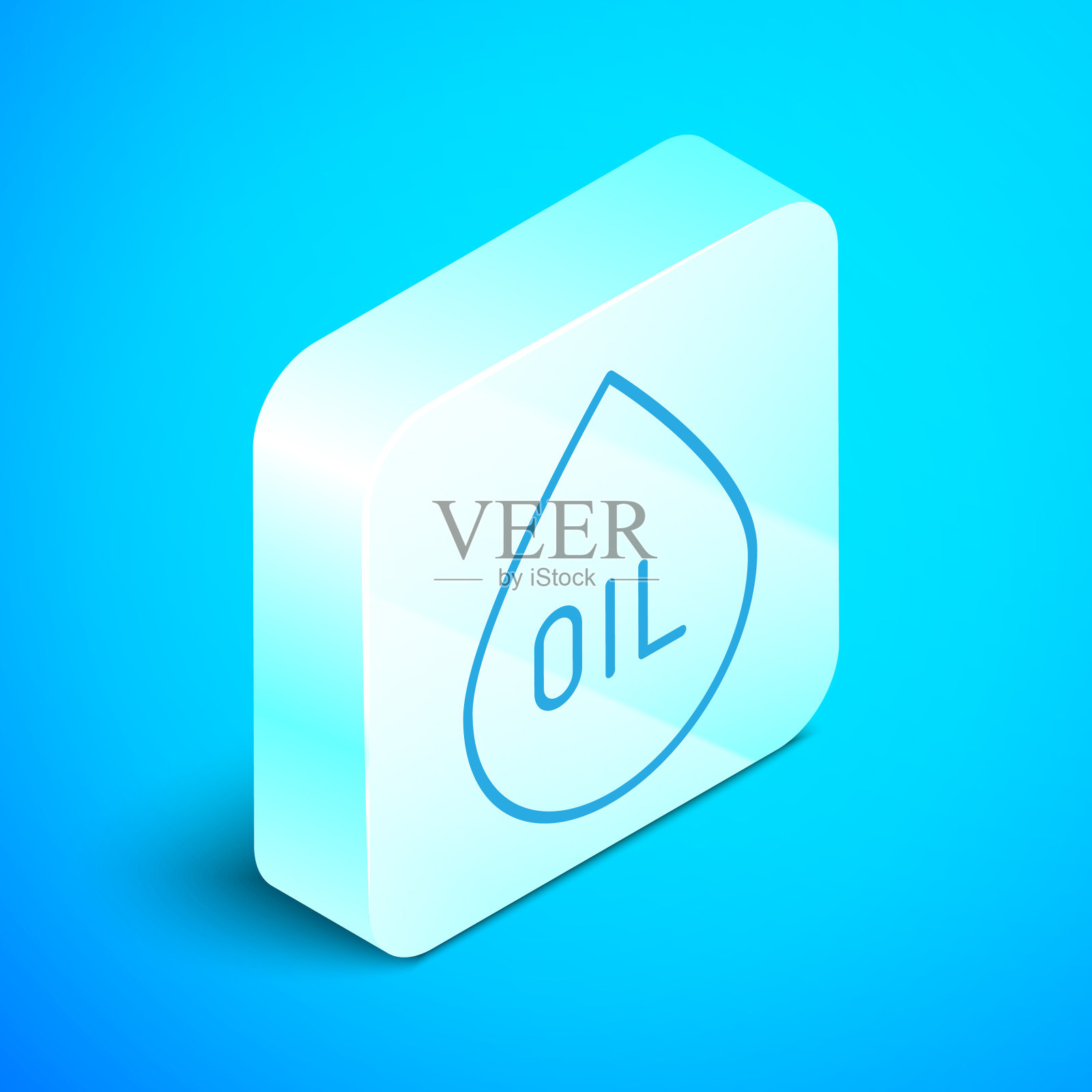 等距线油滴图标隔离在蓝色插画图片素材