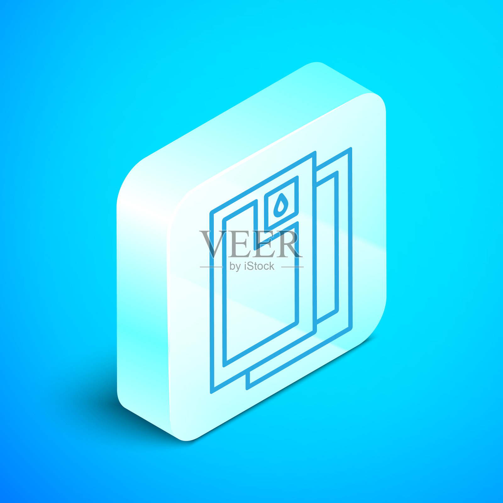 等距线桶油图标孤立在蓝色图标素材