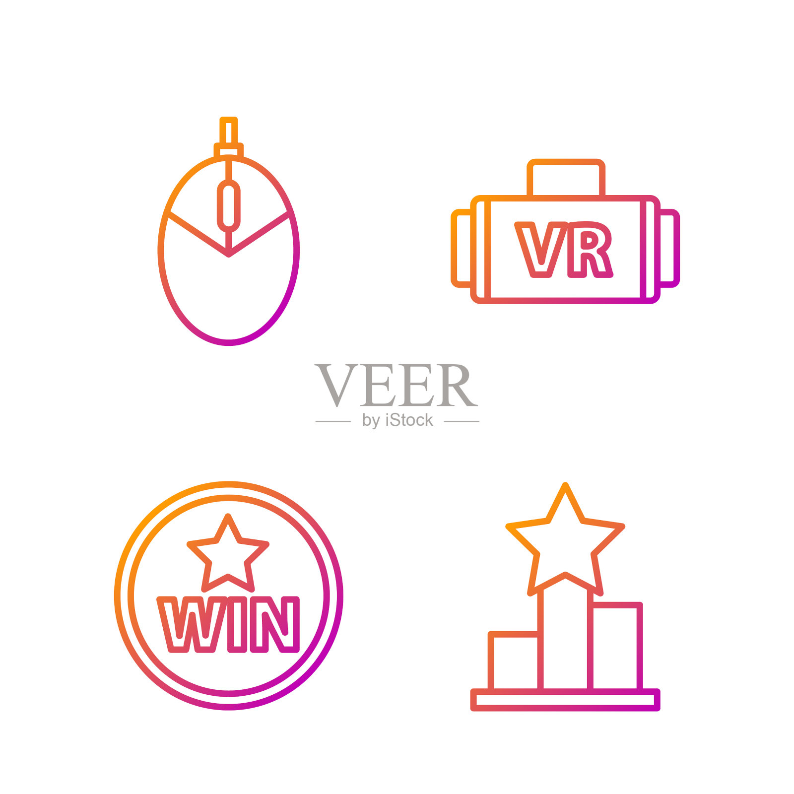 设定线星奖章电脑鼠标游戏和图标素材