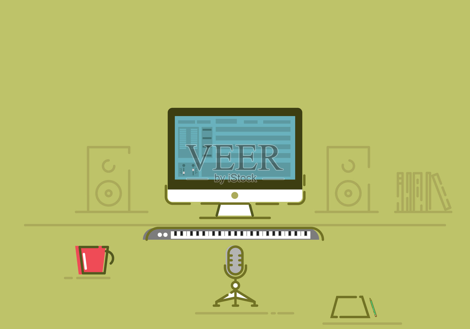 录音室现代风格设计插画图片素材