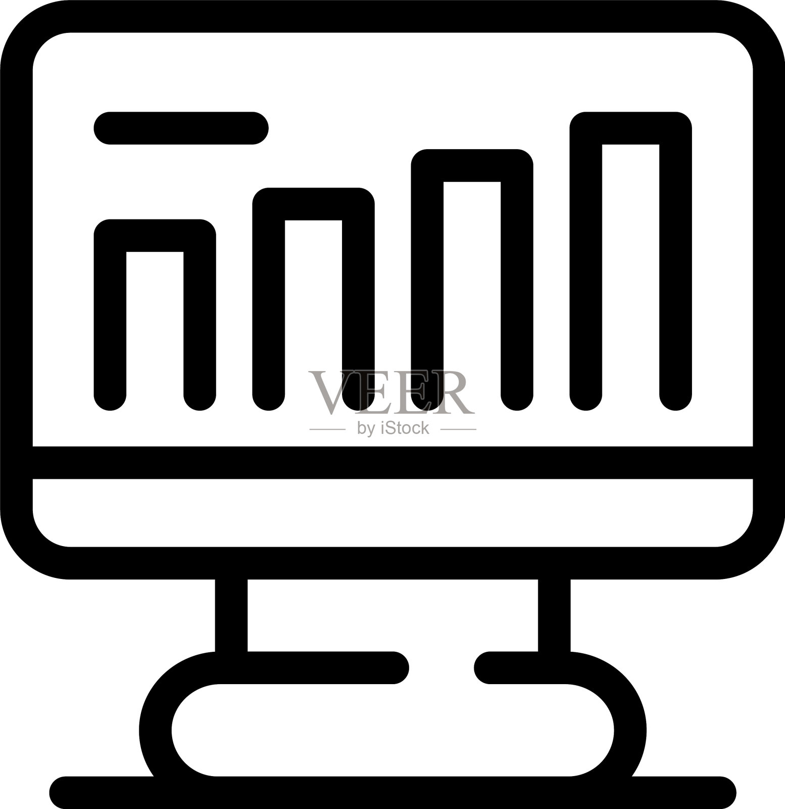 财务监视器图标大纲样式图标素材