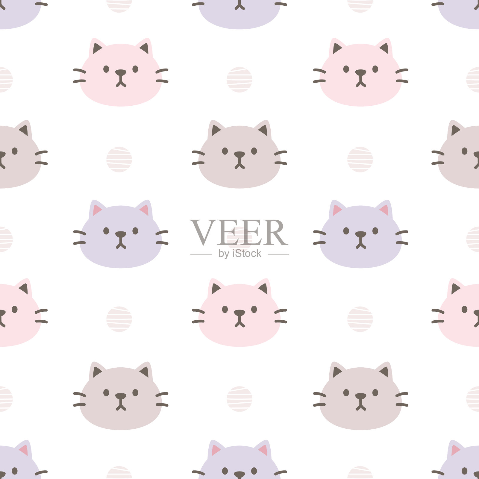 可爱的猫无缝图案背景插画图片素材