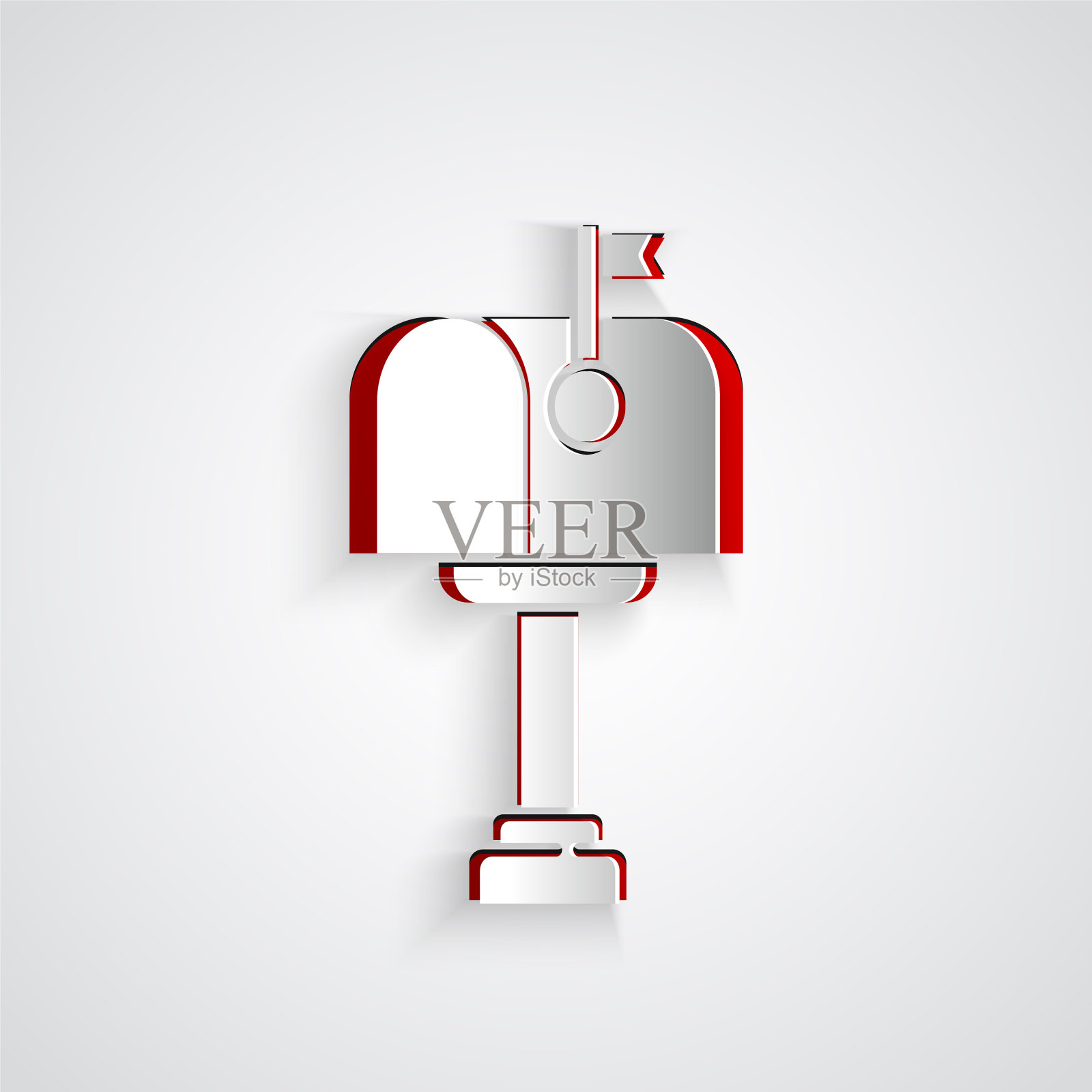 剪纸邮箱图标孤立在灰色图标素材