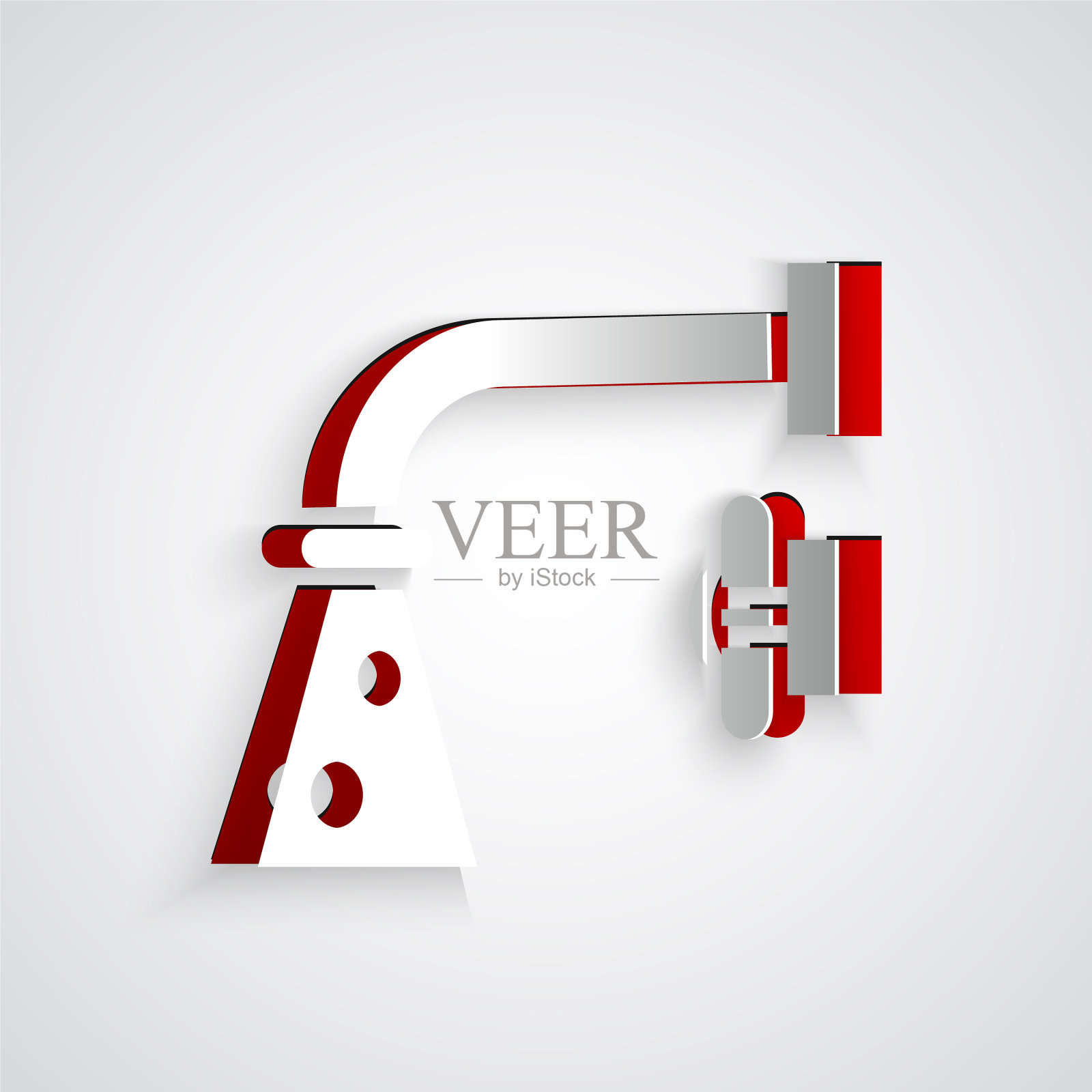 剪纸水龙头图标孤立在灰色插画图片素材