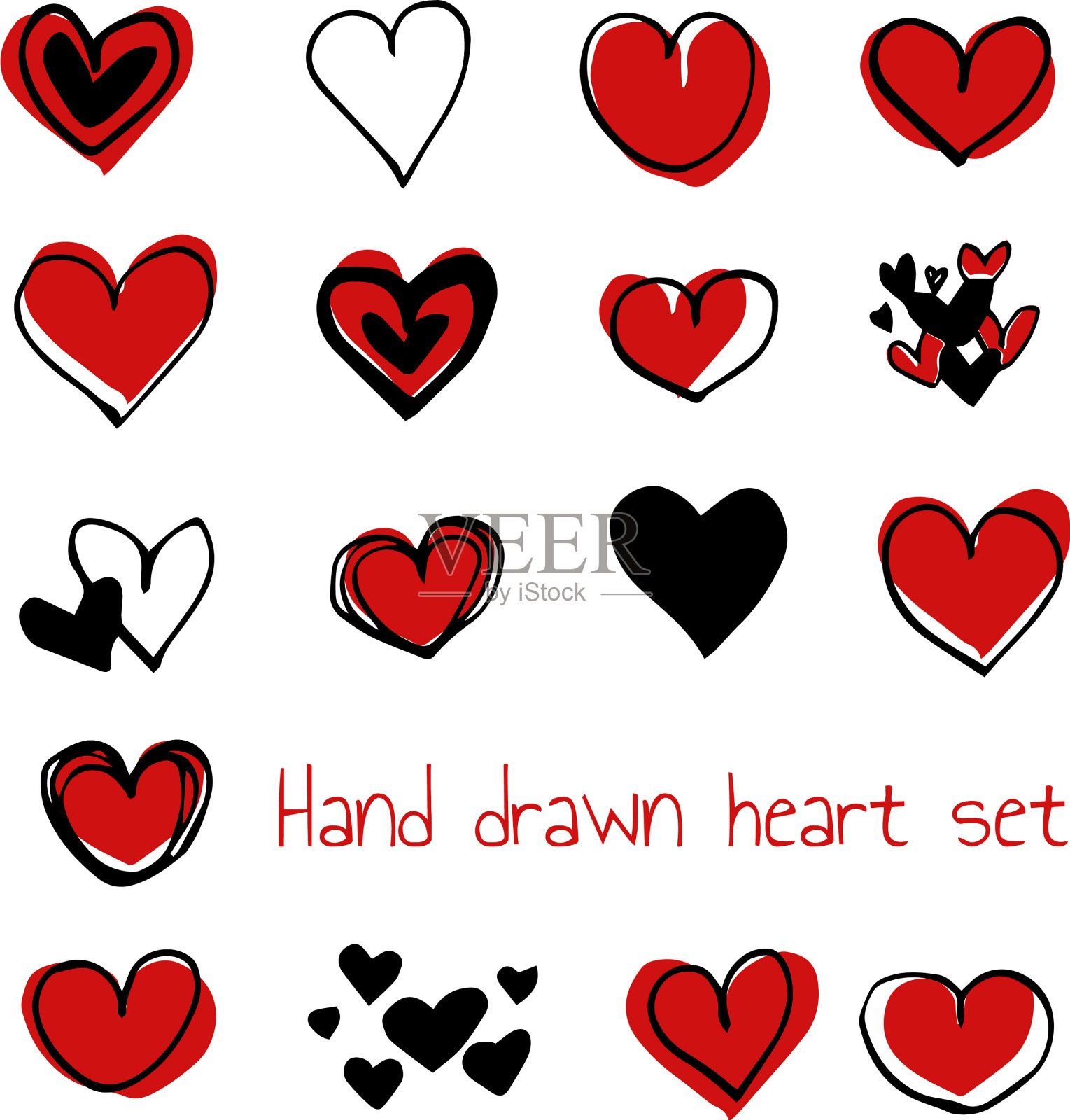 手绘心形套装插画图片素材