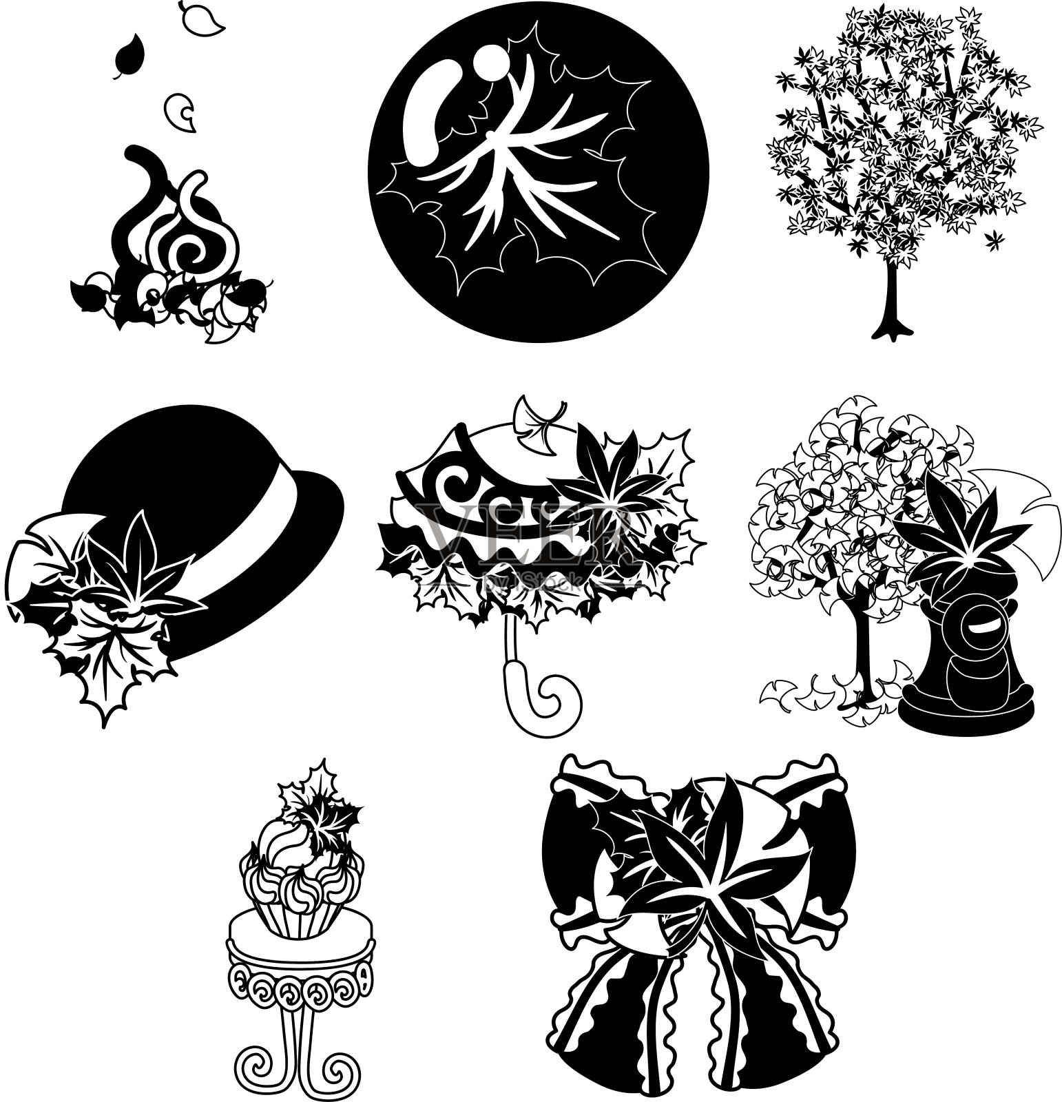 秋天的各种标志插画图片素材