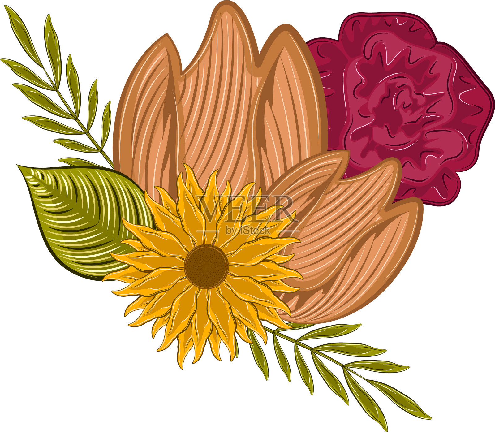 孤立的花花束插画图片素材