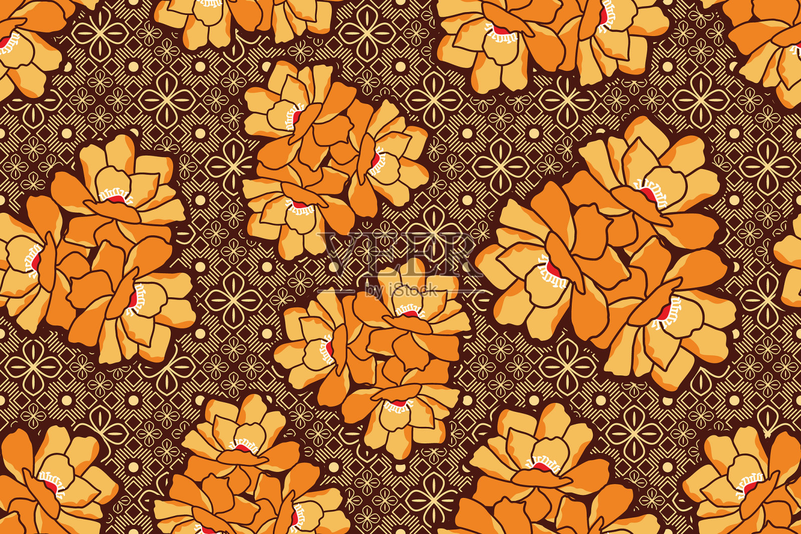 无缝图案与印花印尼蜡染插画图片素材