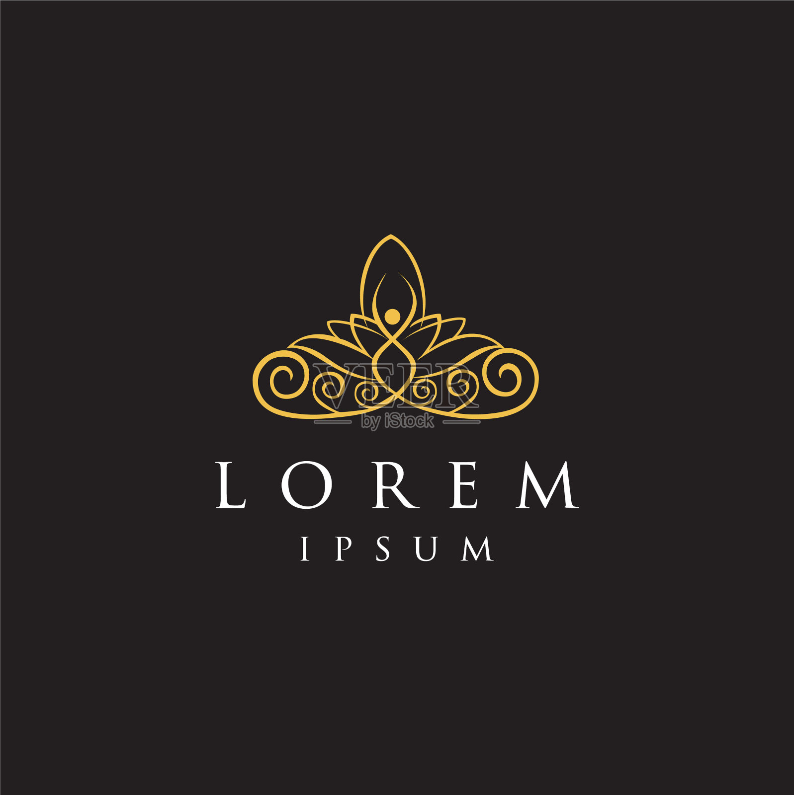 高级瑜伽标志奢侈黄金设计股票插画图片素材