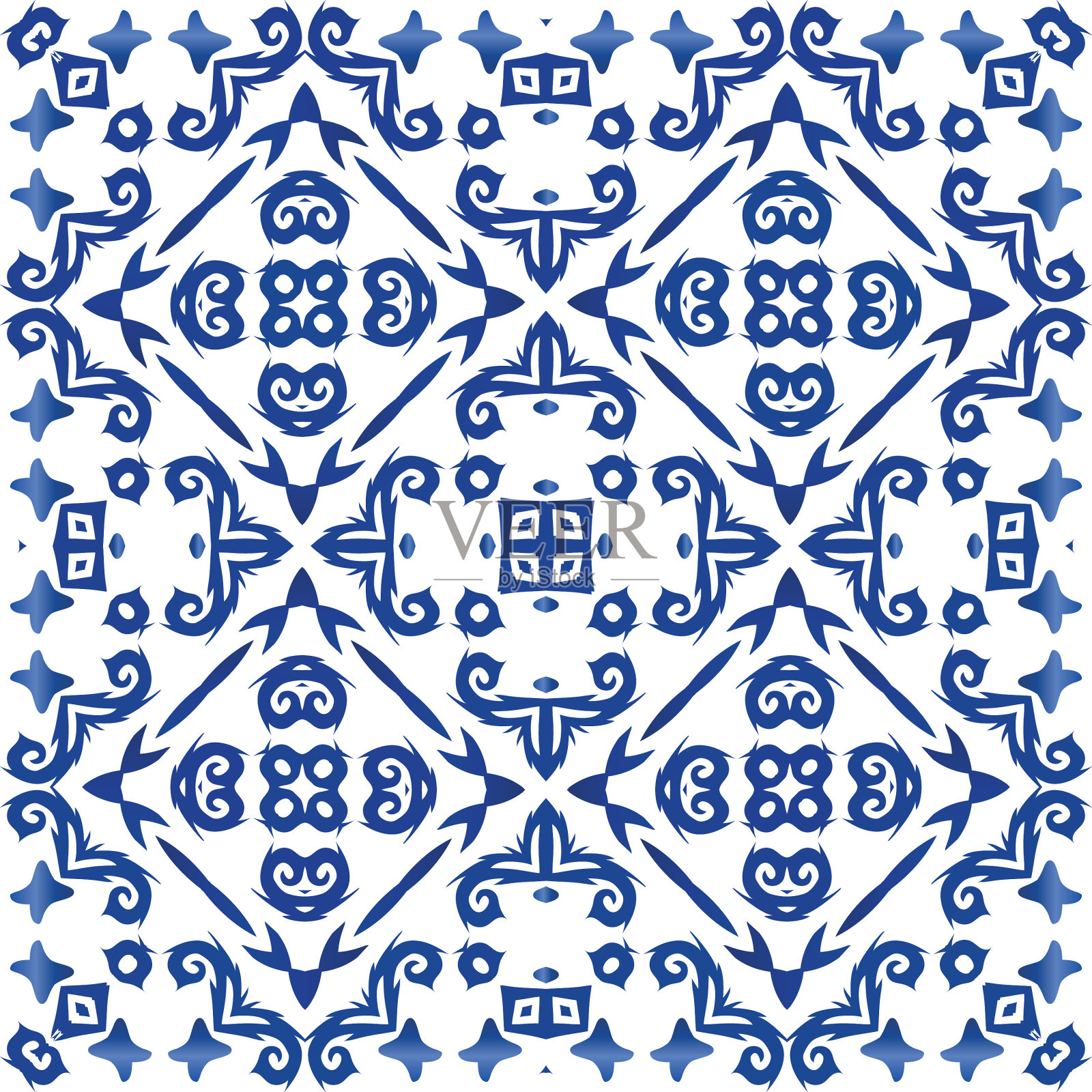 陶瓷民族瓷砖的彩色花纹装饰插画图片素材