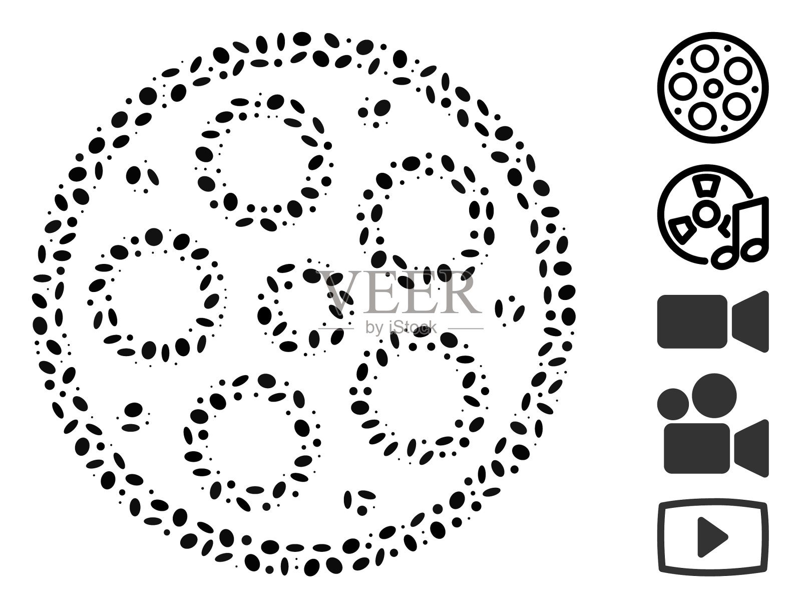 椭圆形拼贴筒子插画图片素材