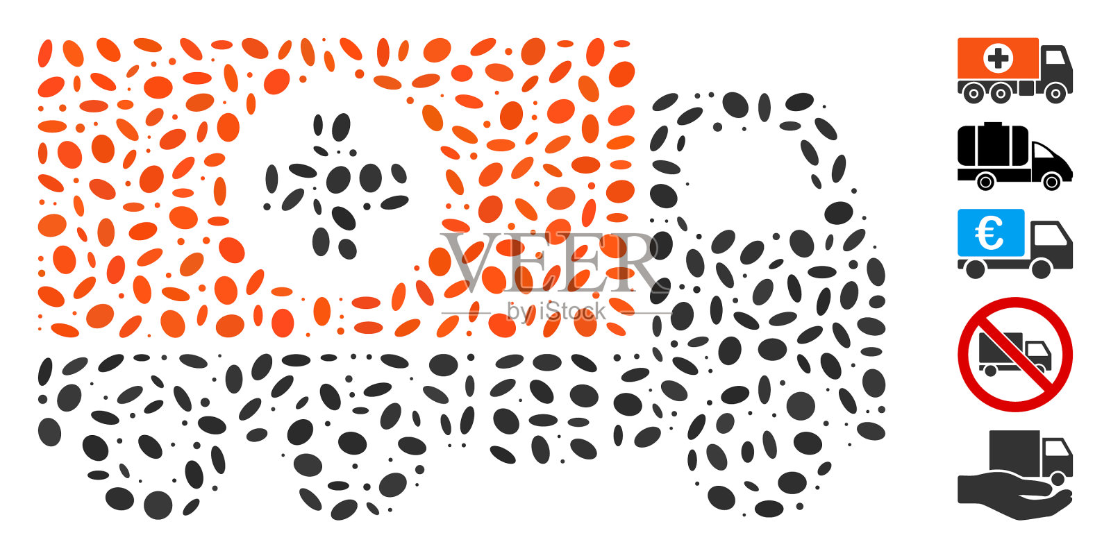 星点马赛克药房配送车插画图片素材