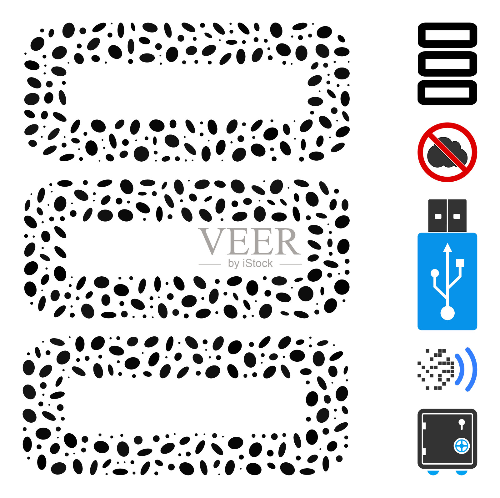 虚线拼贴数据库插画图片素材