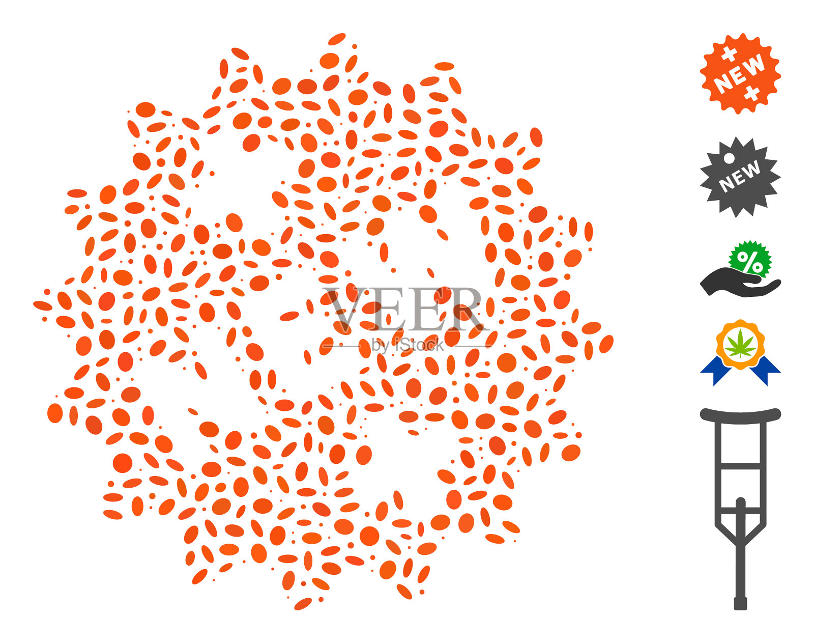 椭圆形马赛克新医疗贴纸插画图片素材