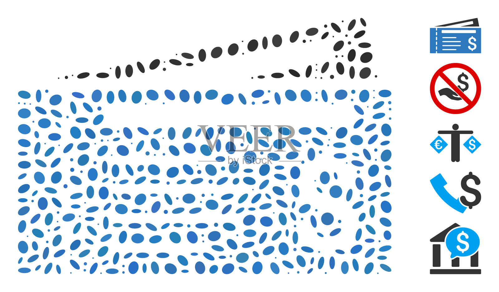 椭圆形马赛克美元支票插画图片素材