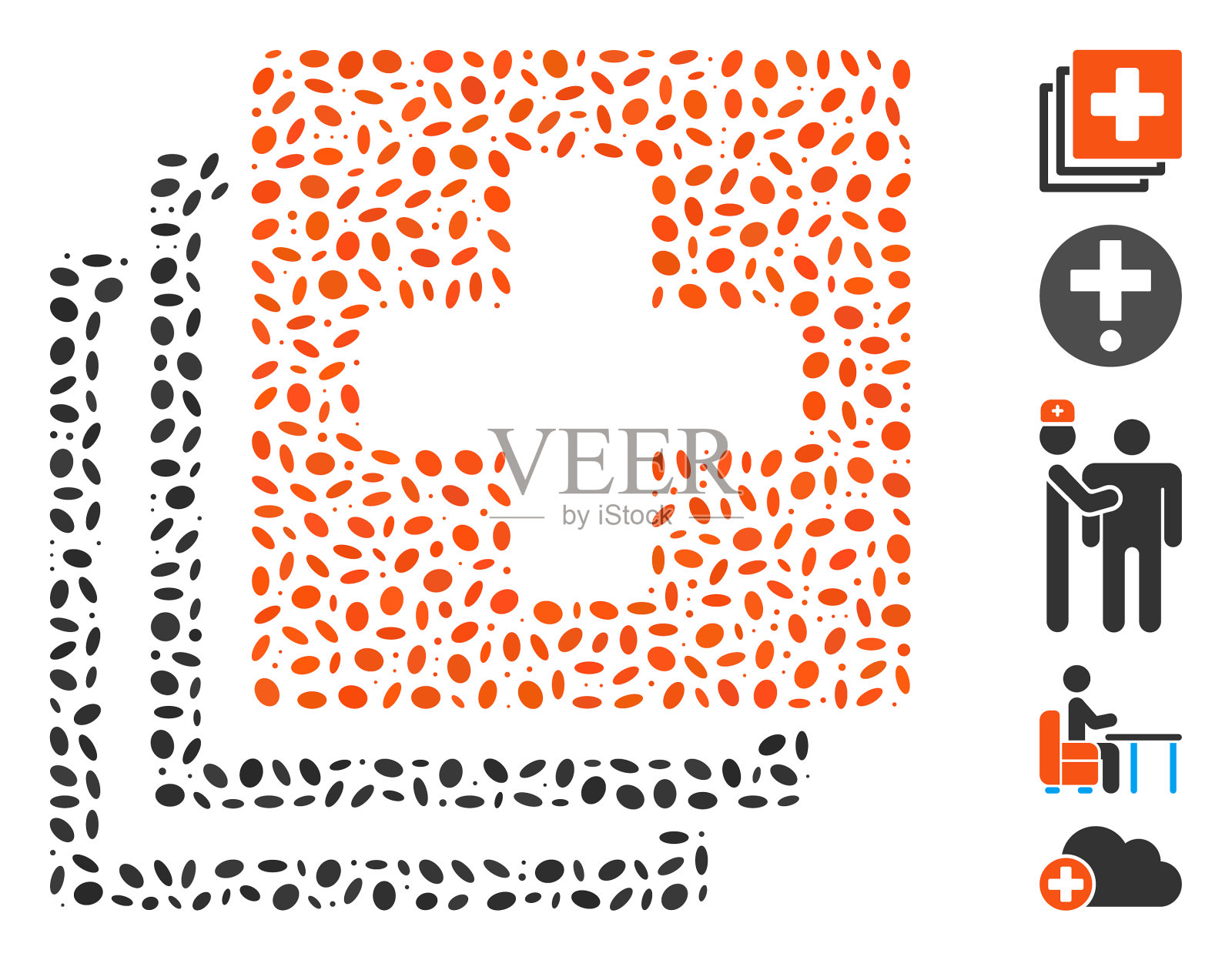 虚线拼贴的医疗文件插画图片素材