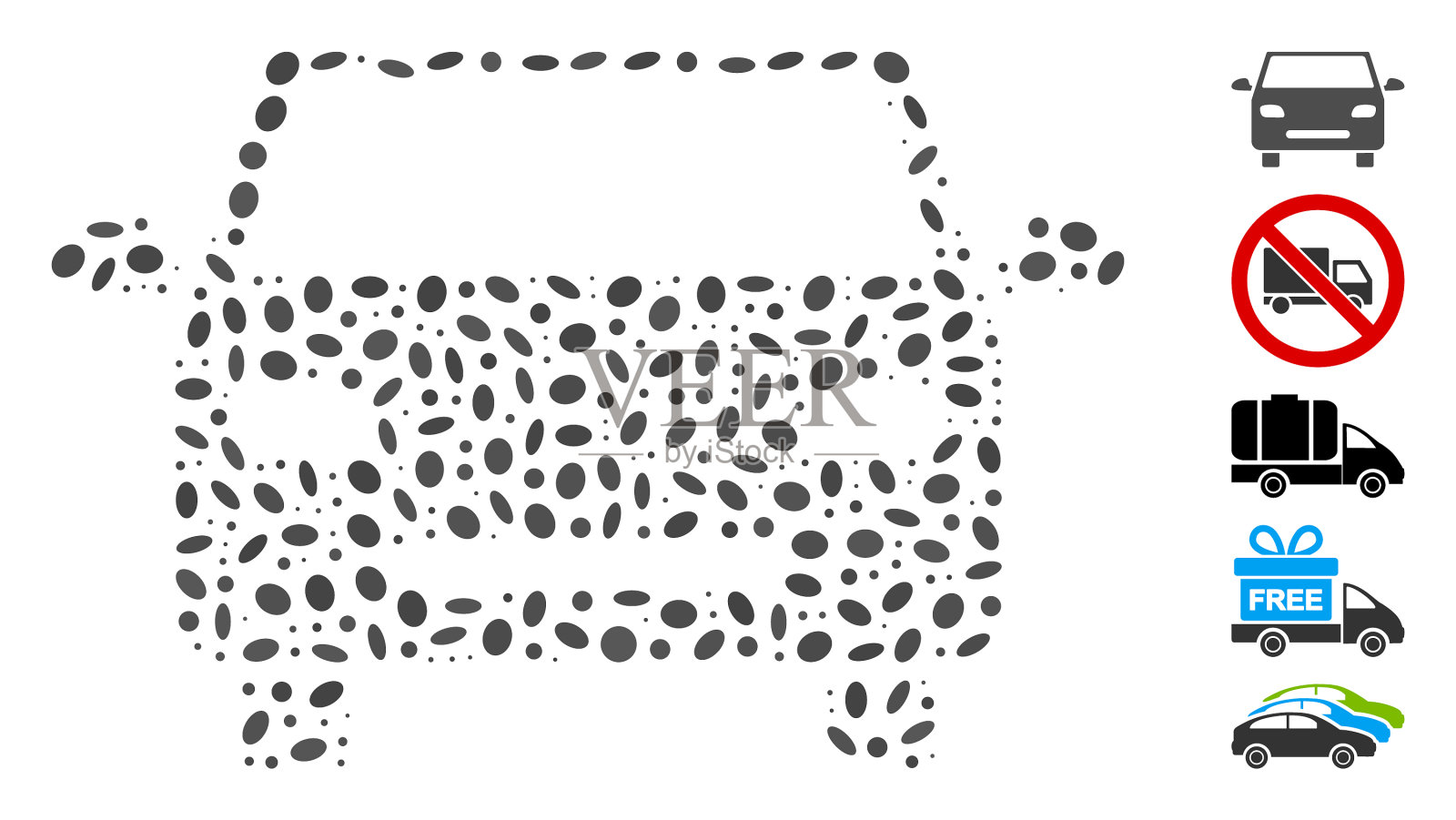 点拼贴画汽车插画图片素材