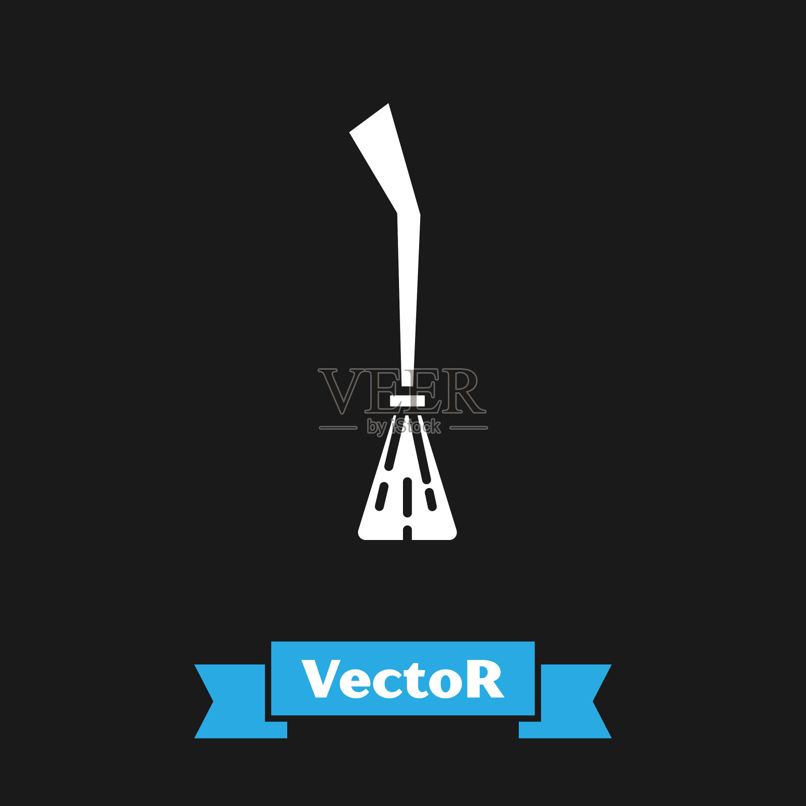 白色女巫扫帚图标孤立在黑色插画图片素材