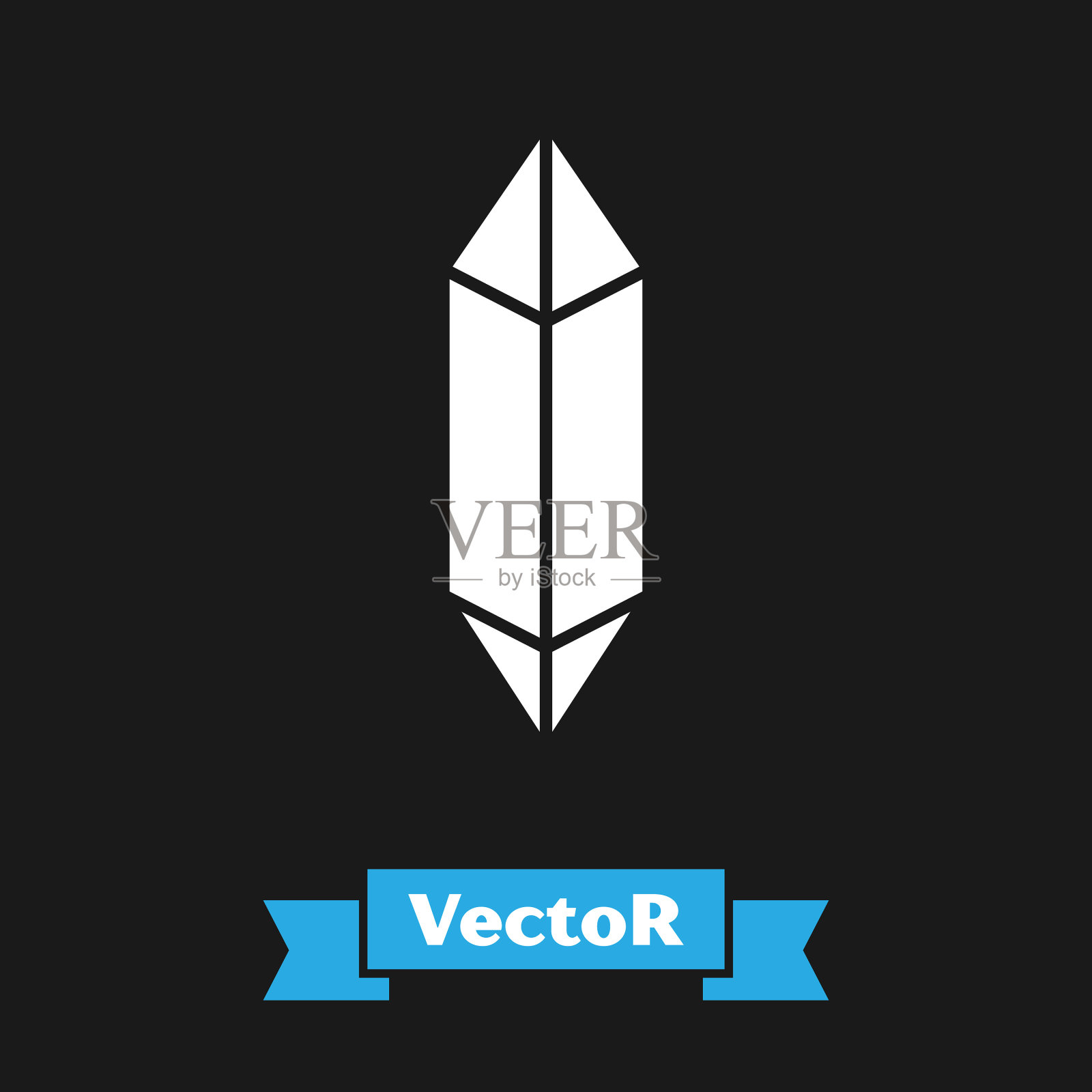 白色魔法石图标孤立在黑色插画图片素材