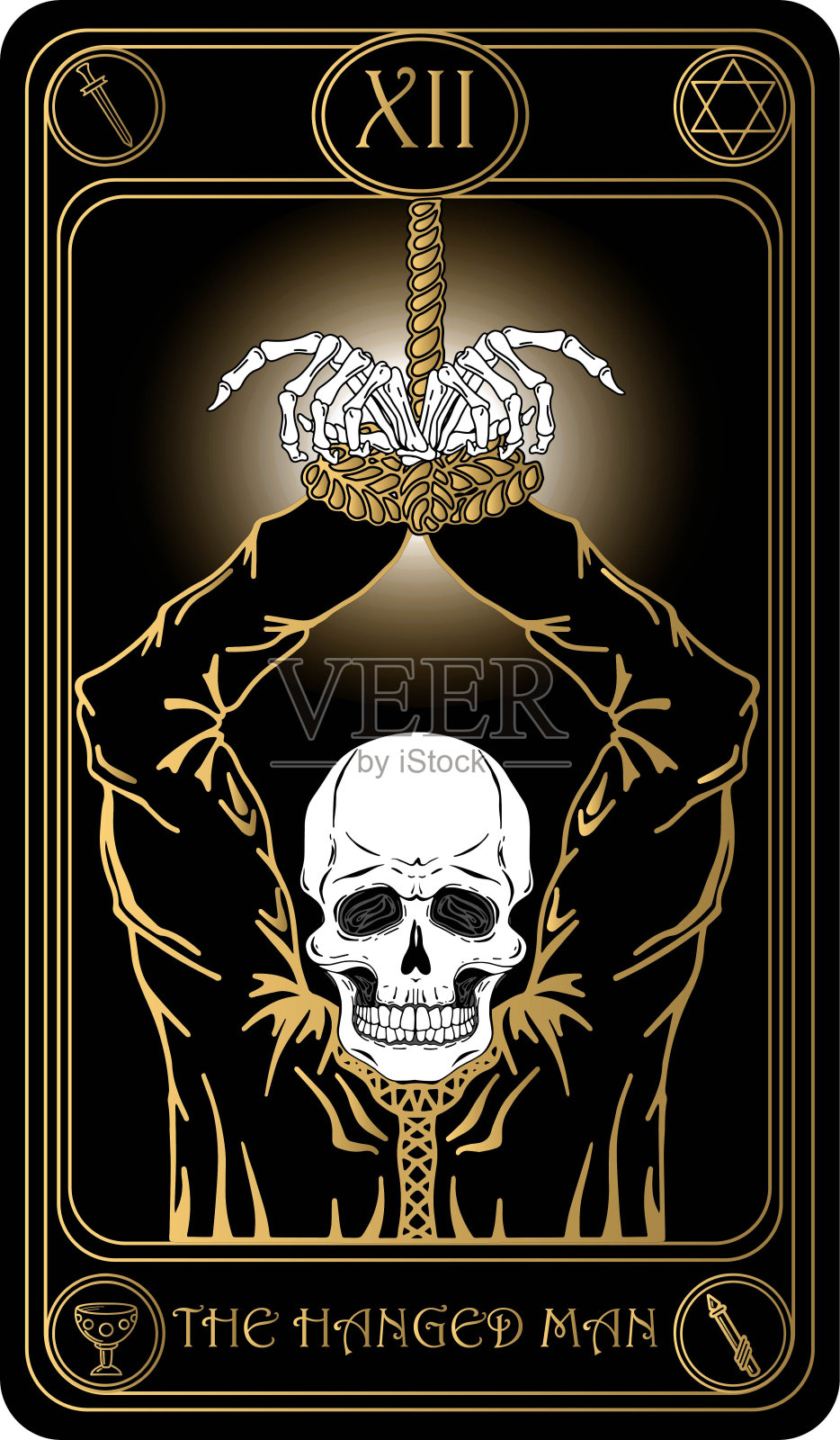 吊死的人塔罗牌插画图片素材