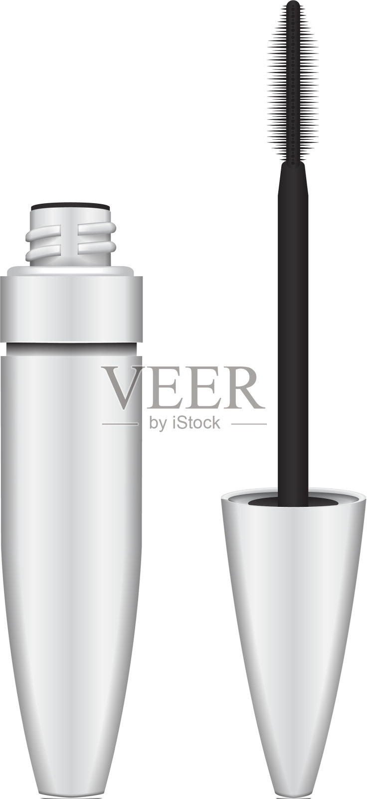 睫毛膏刷3d空白白色睫毛膏开管插画图片素材