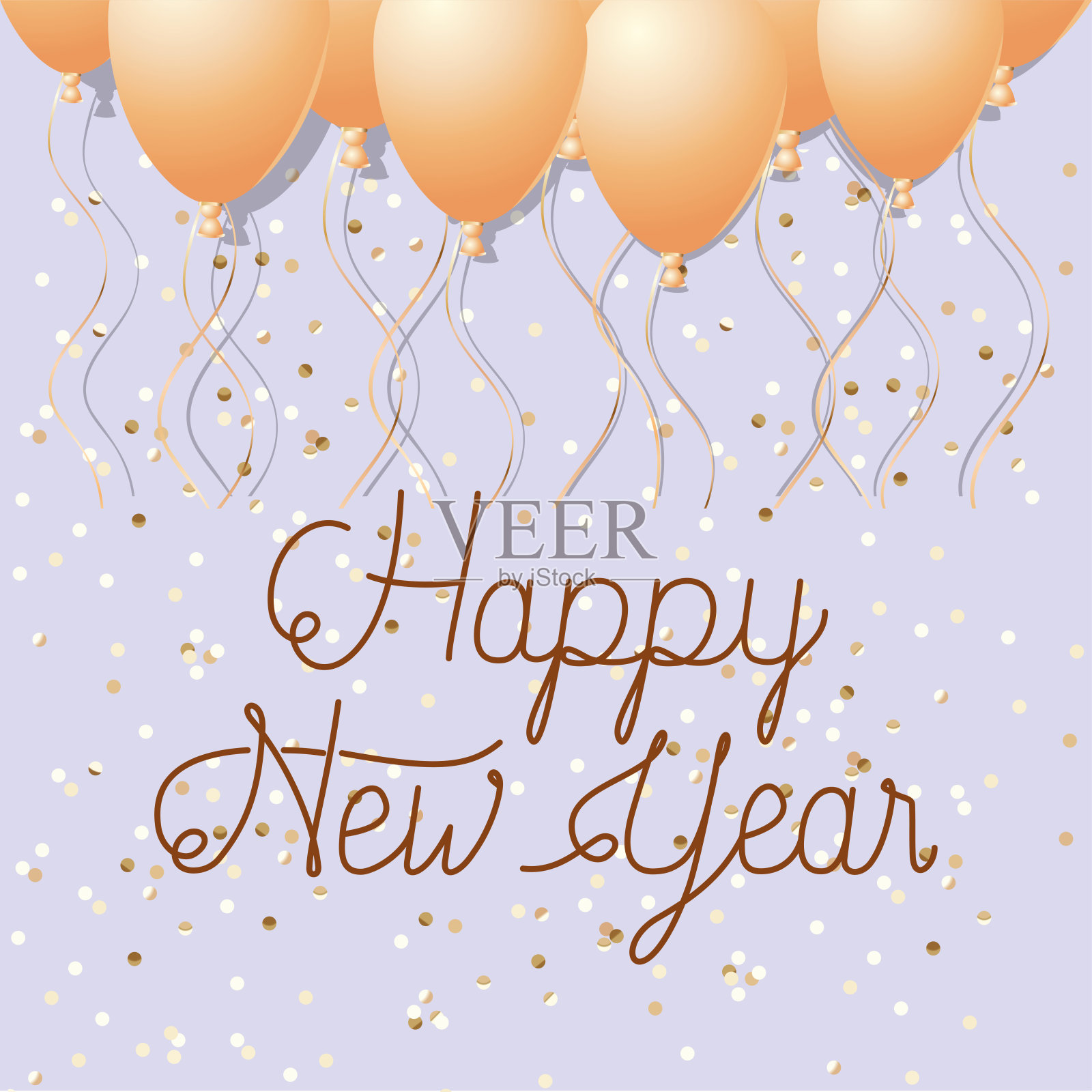 用金色气球设计新年快乐设计模板素材