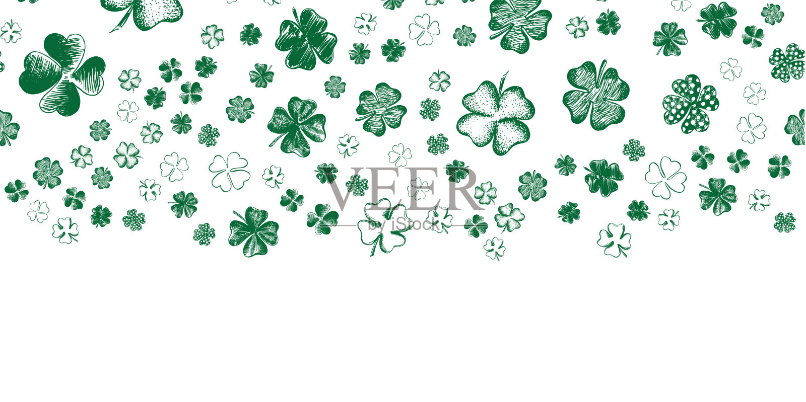 帕特里克。一套手绘三叶草。插画图片素材