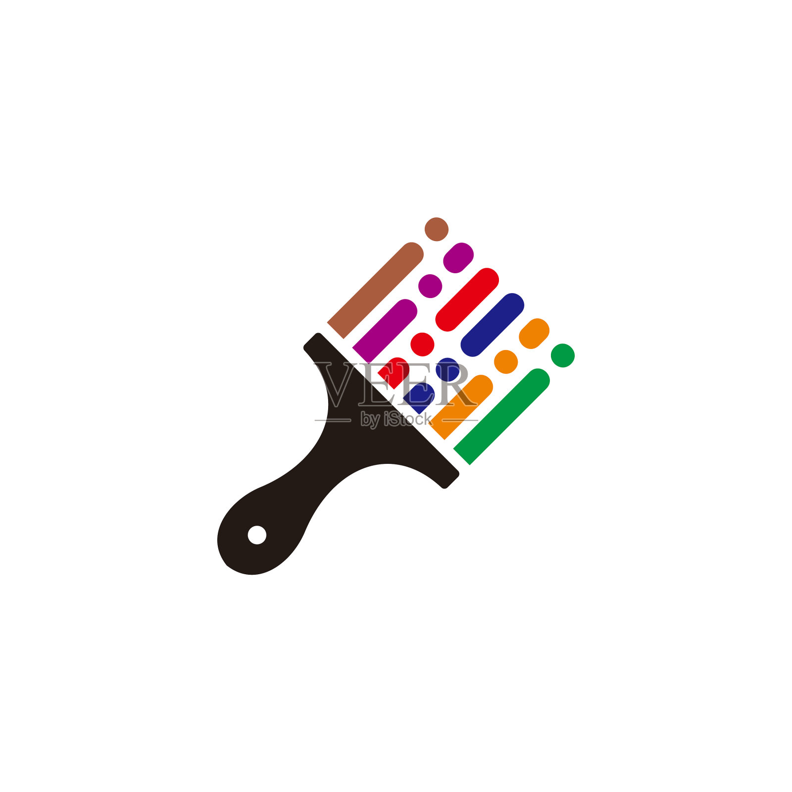 彩色油漆笔刷象征几何线条标志图标素材