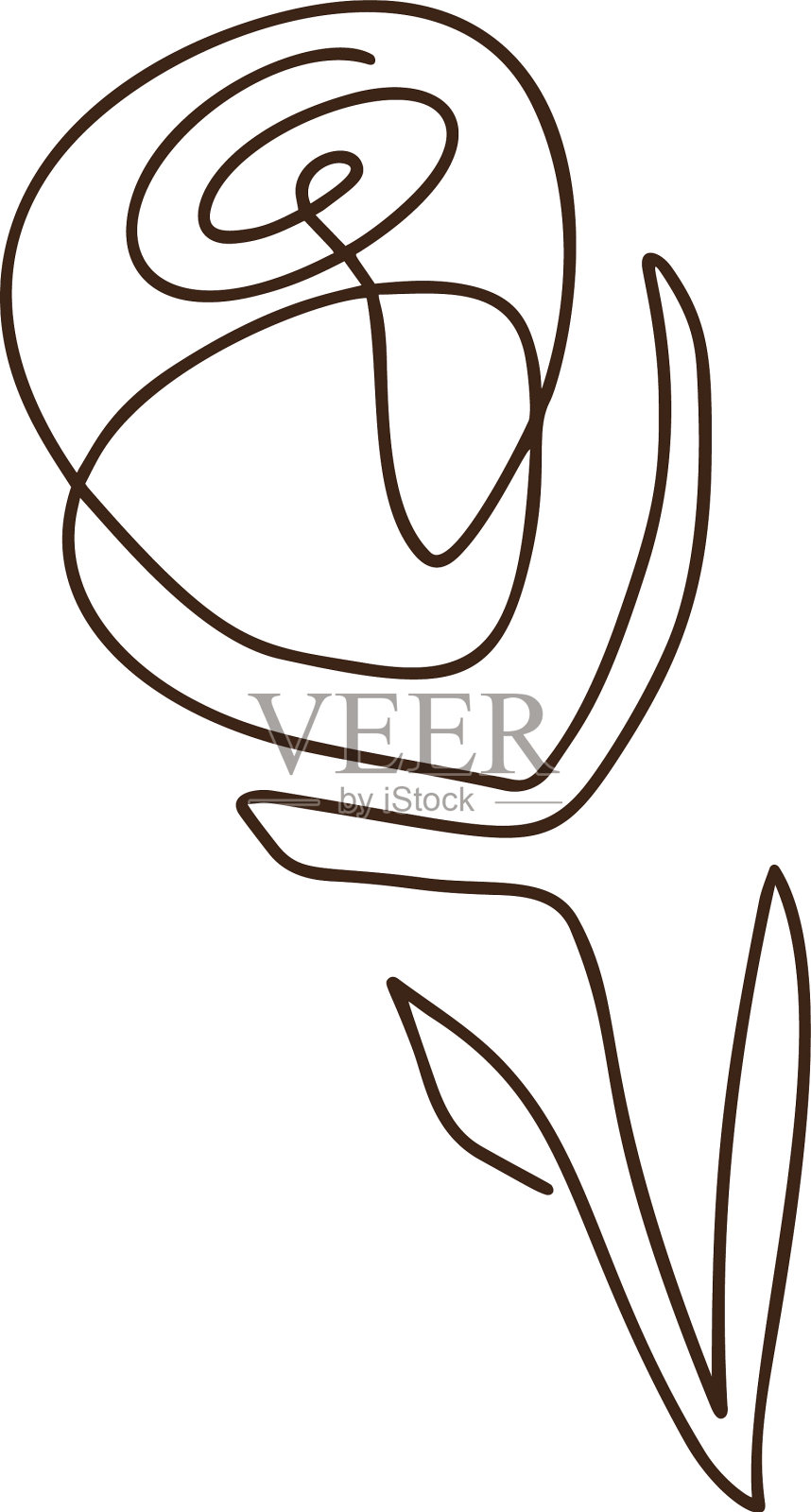 郁金香花单线艺术极简主义插画图片素材