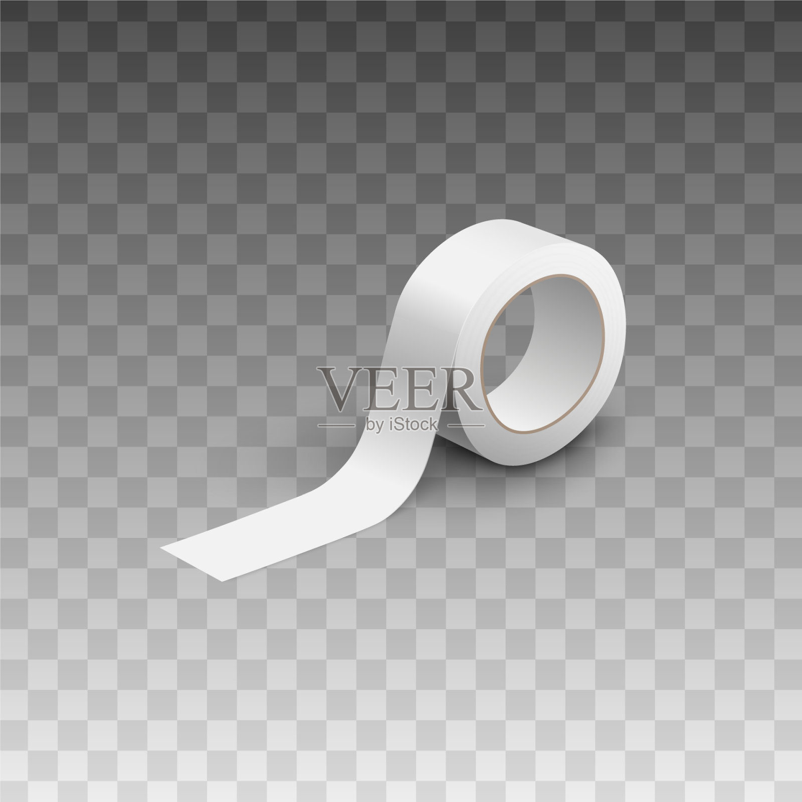 卷胶粘白胶带逼真插画图片素材