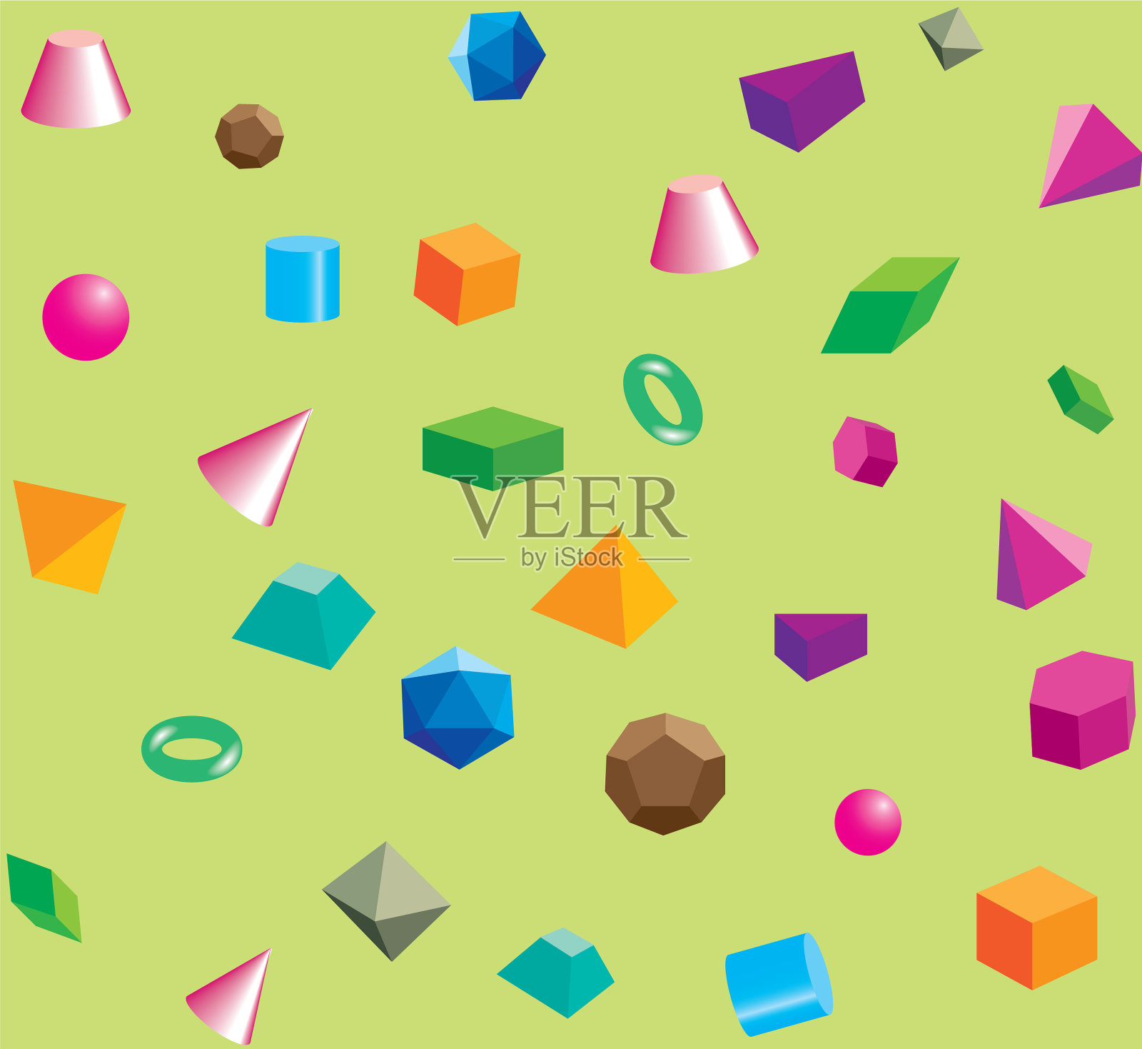 抽象无缝背景彩色体积插画图片素材