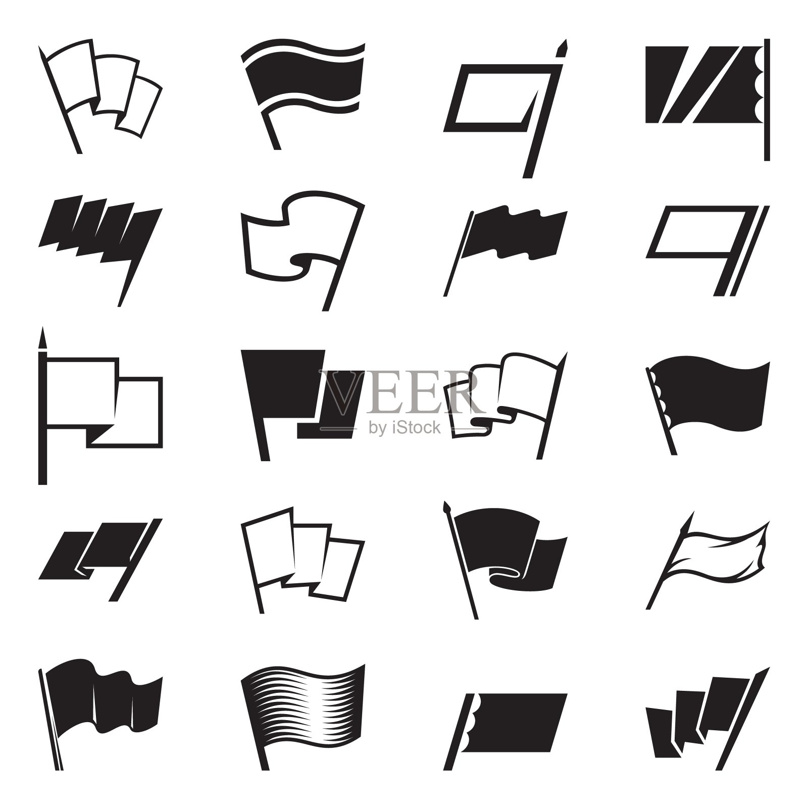 旗帜图标和标志设置图标素材