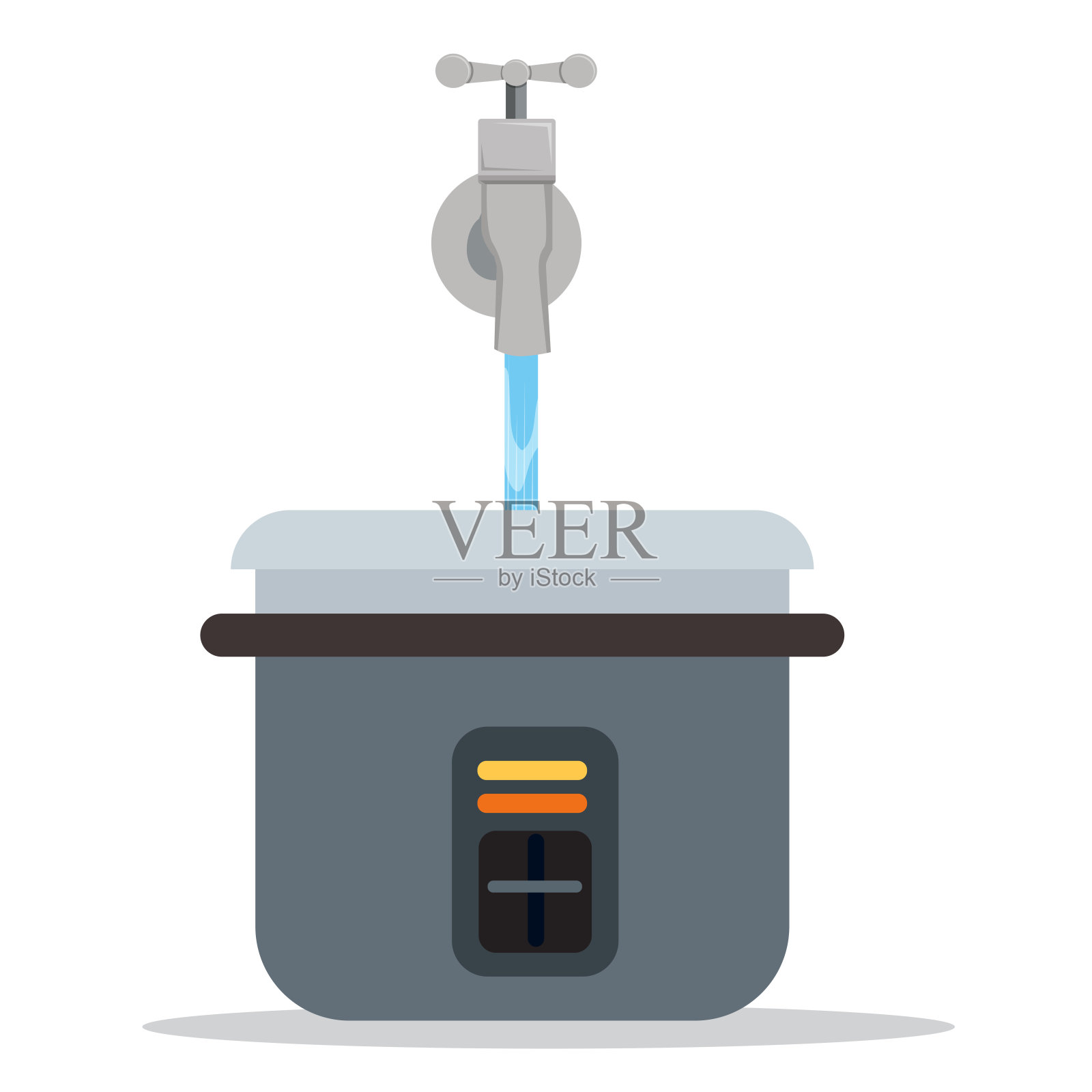 矢量插图。在白色背景下将水变成电饭锅。插画图片素材