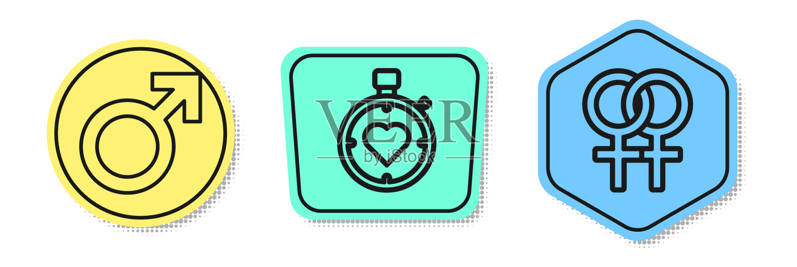 在中心设置线条男性标志心图标素材