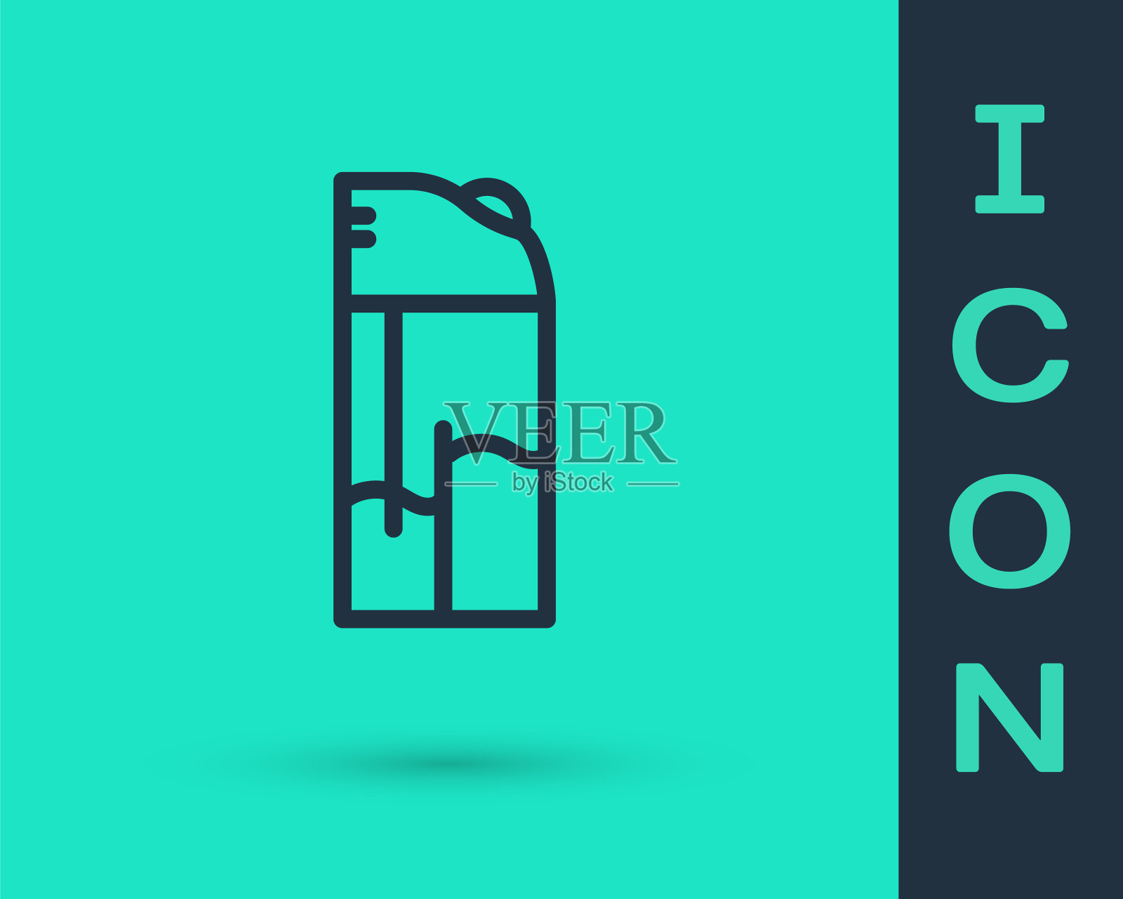 黑色线较亮的图标孤立在绿色背景上。向量图标素材