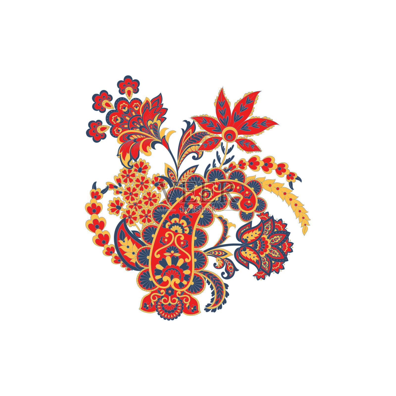 印度，波斯佩斯利孤立的装饰品插画图片素材