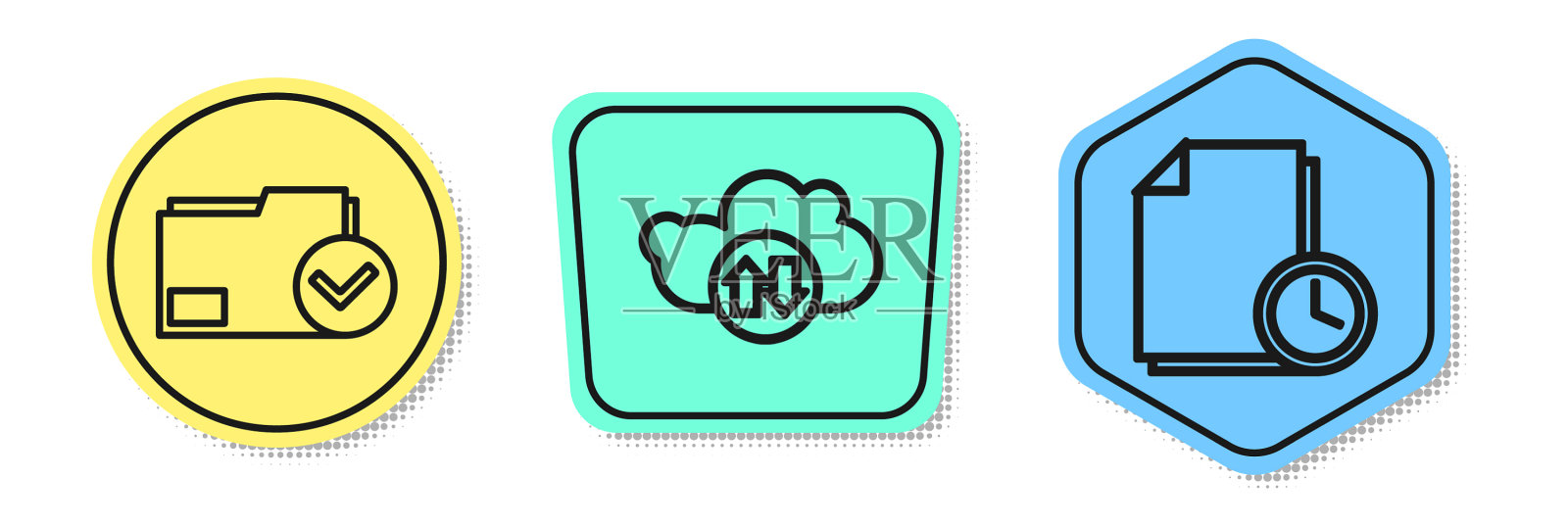 设置行文件文件夹和检查标记云图标素材