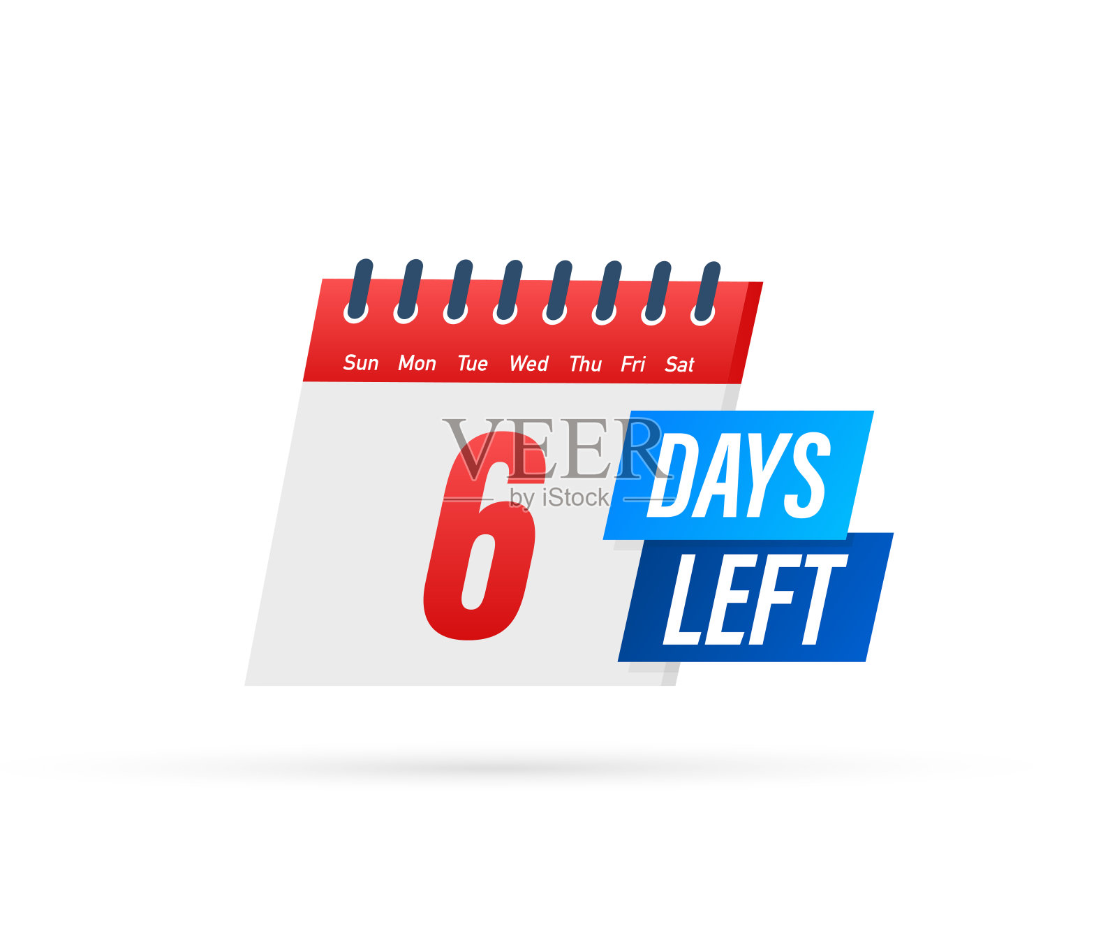6天在白色背景上留下标签。平的图标。矢量插图。插画图片素材