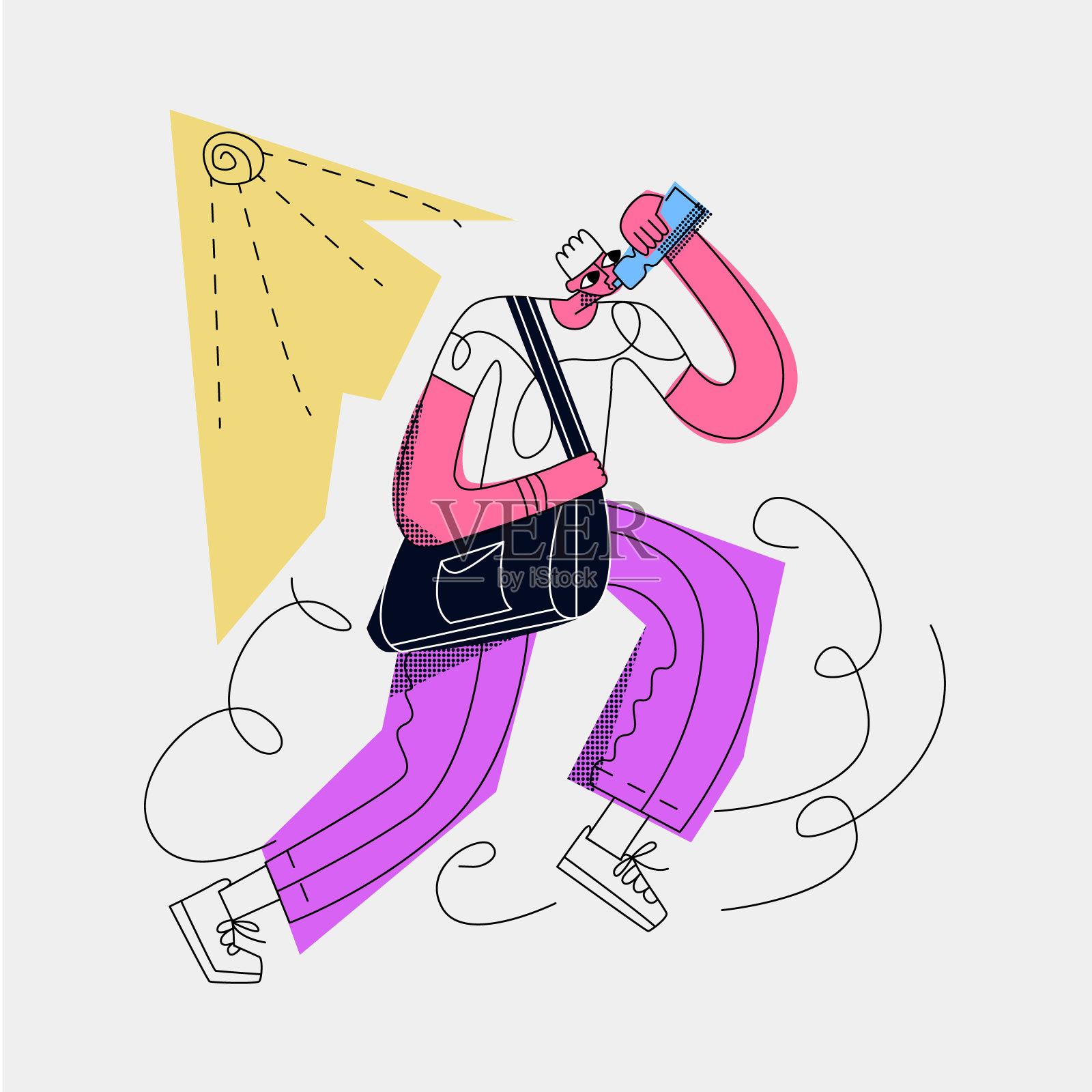 矢量平面插图跑人在炎热的阳光明媚的天气。插画图片素材