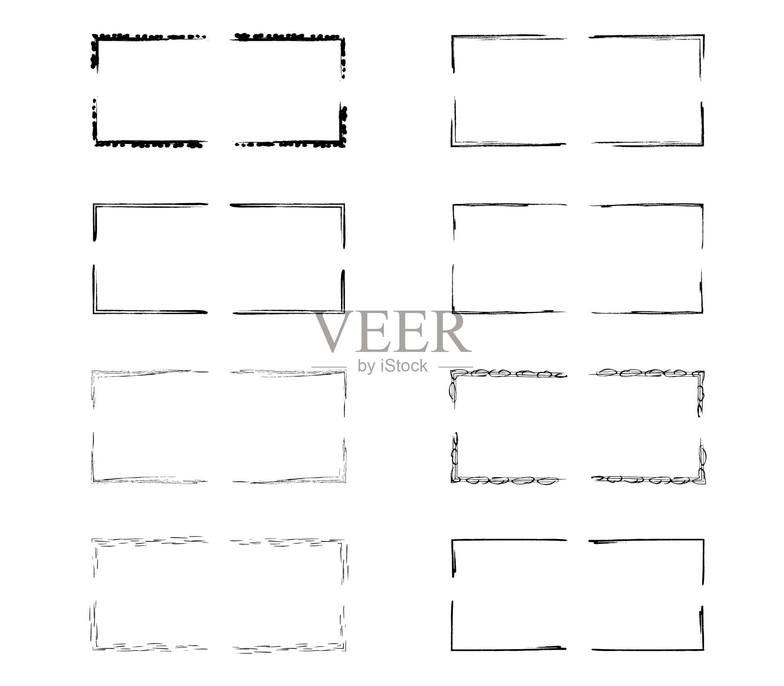 设置黑色矩形grunge框架插画图片素材