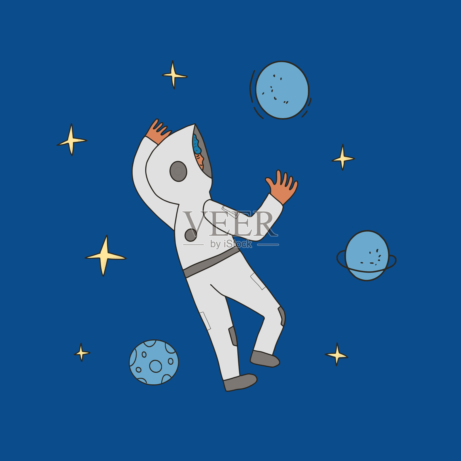 在太空的宇航员在宇宙中漂浮的人插画图片素材