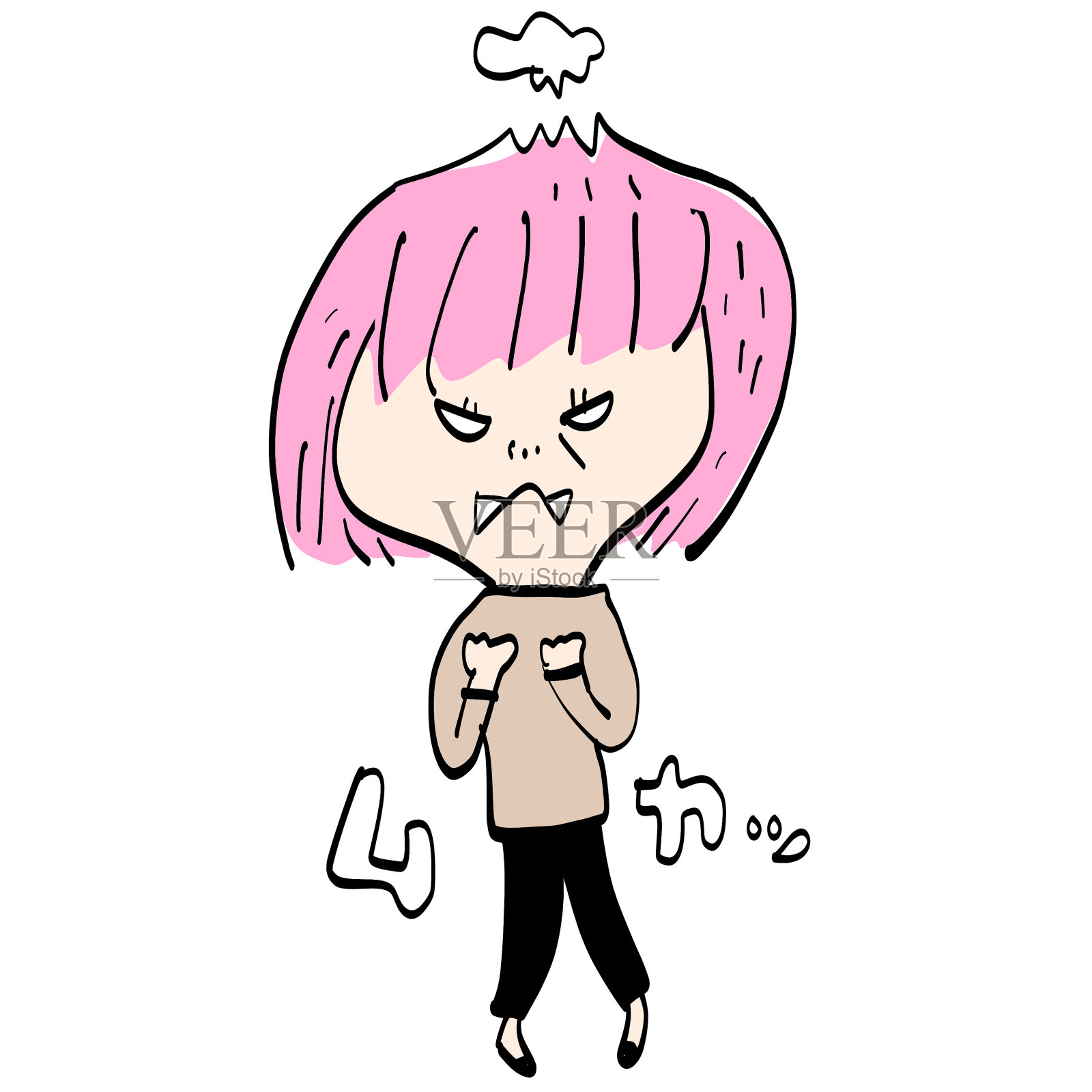 粉红色头发的女人设计元素图片